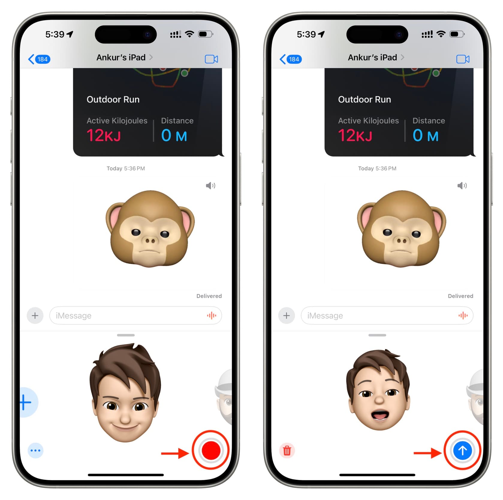 Record a message with your Memoji and send it