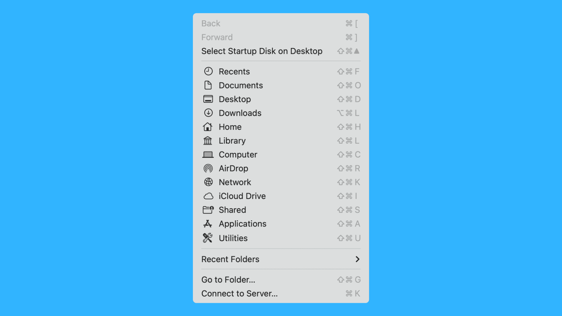 Screenshot of a Mac menu item