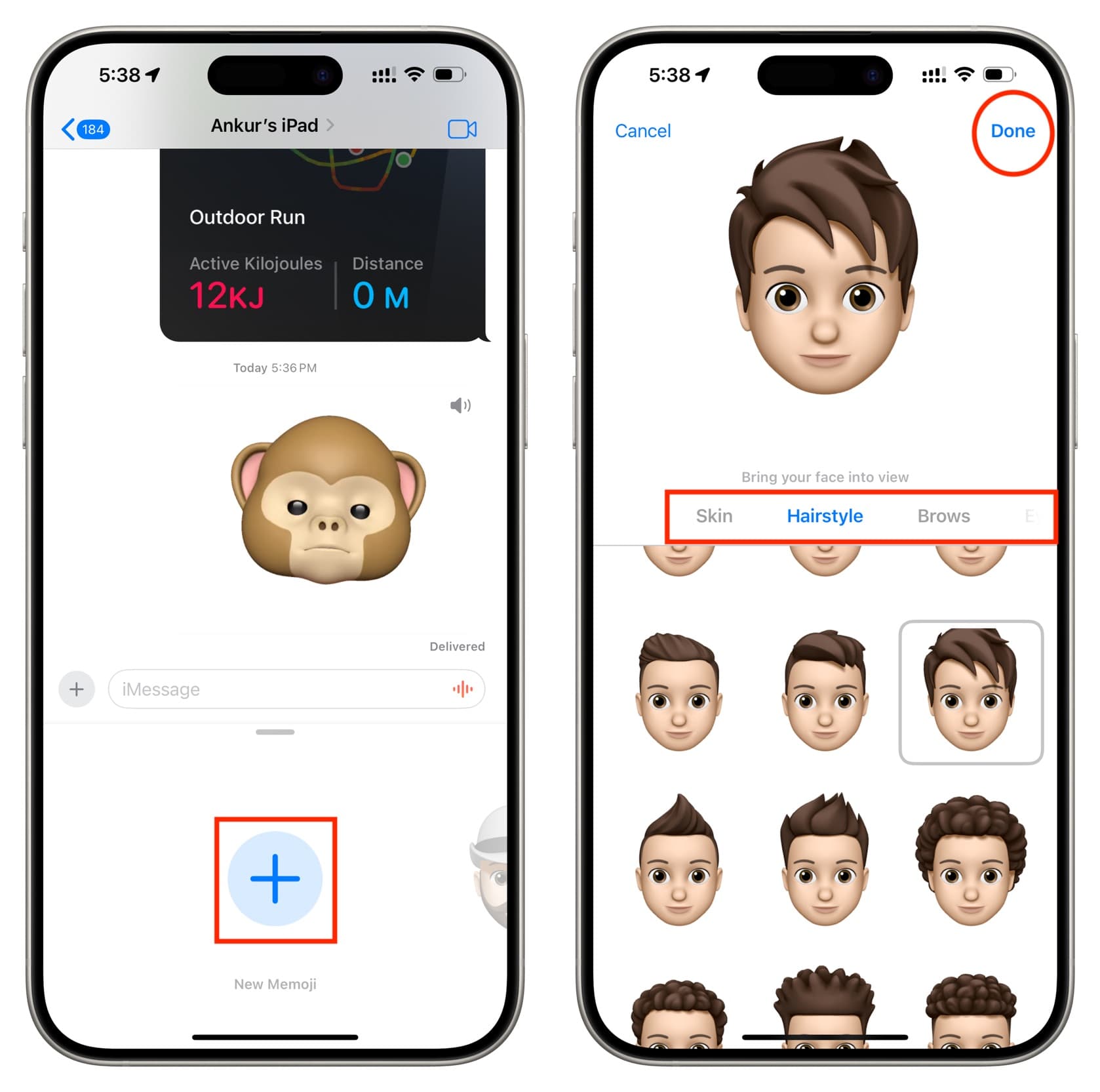 Tap New Memoji to create one in iPhone Messages app