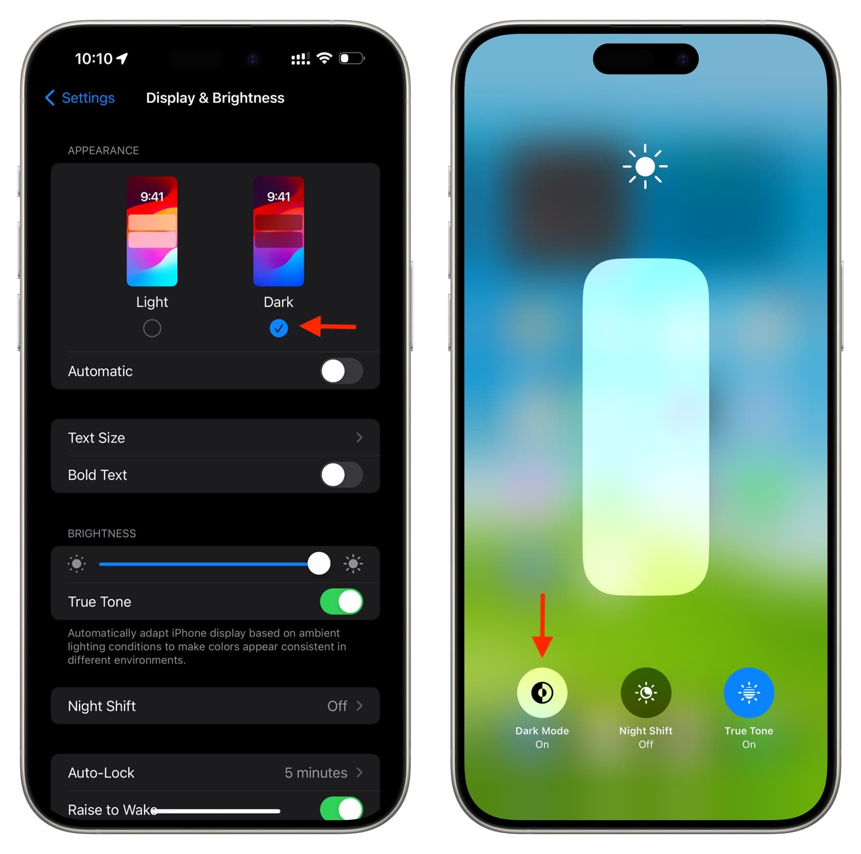Turn on Dark Mode on iPhone from Settings and Control Center