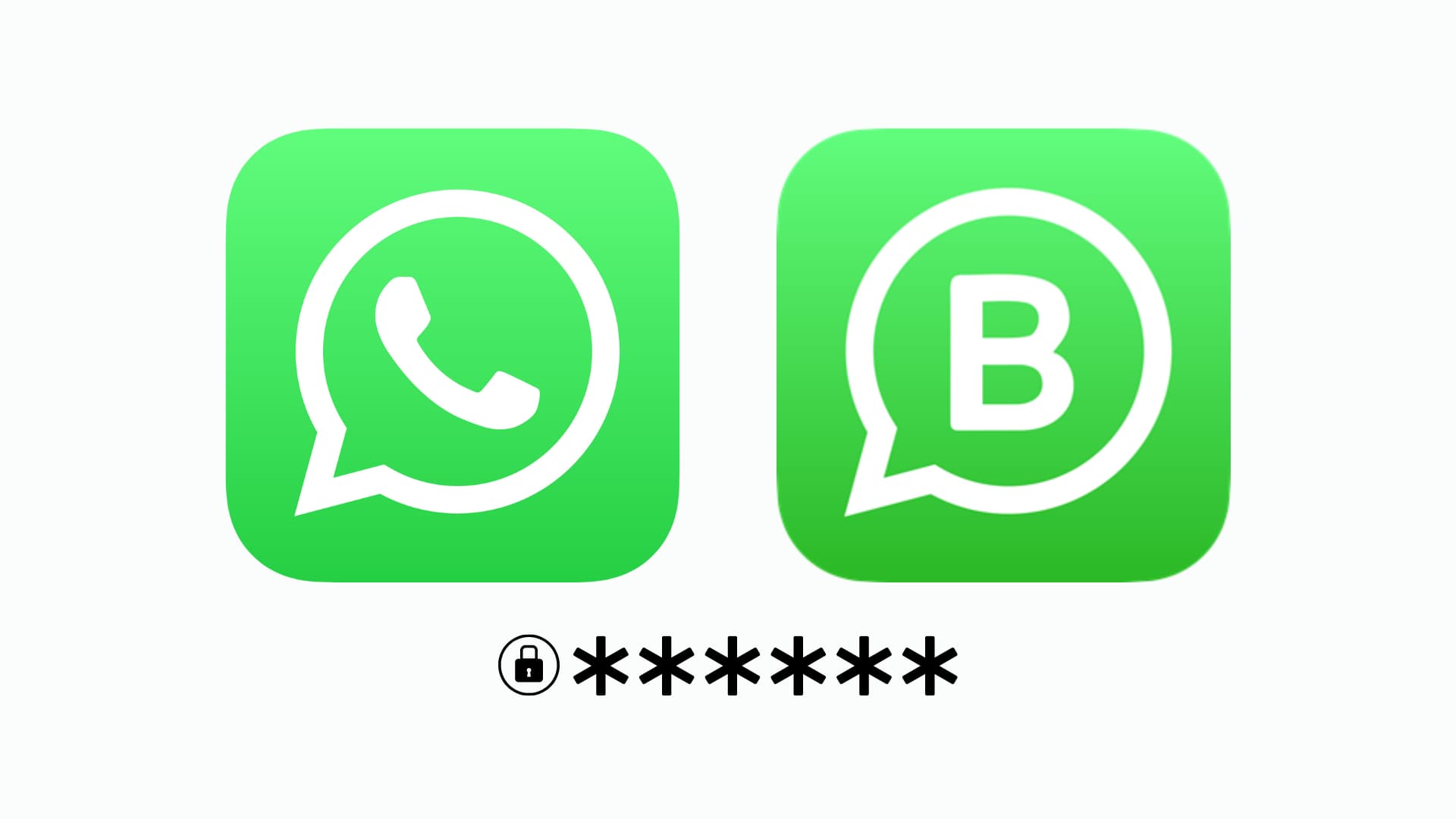 WhatsApp and WhatsApp Business app icons with six passcode stars for two-step verification