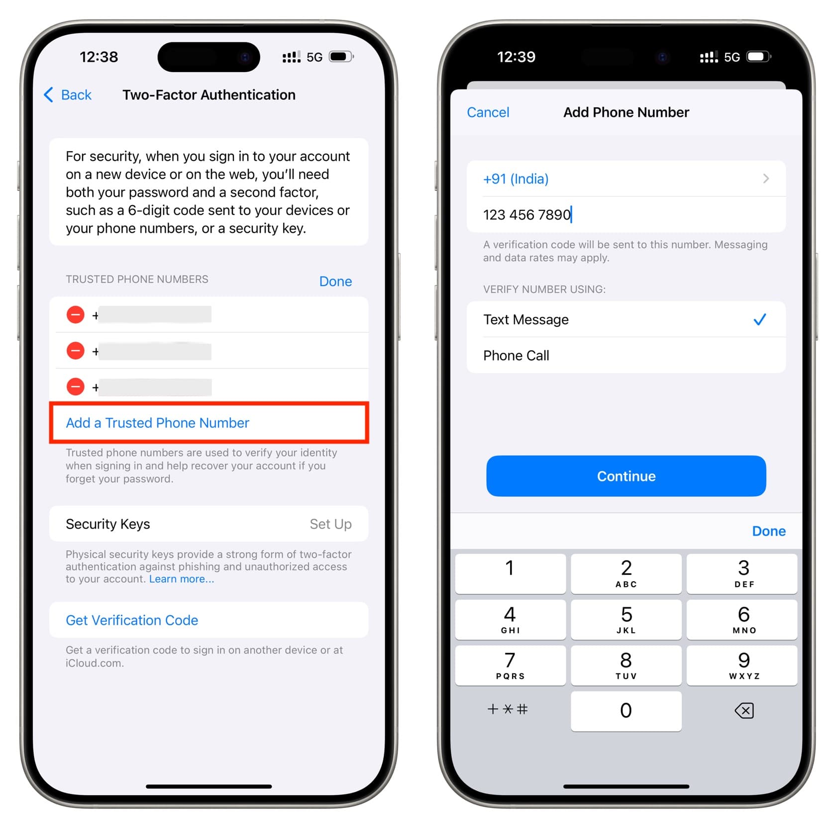 Add a Trusted Phone Number for your Apple ID