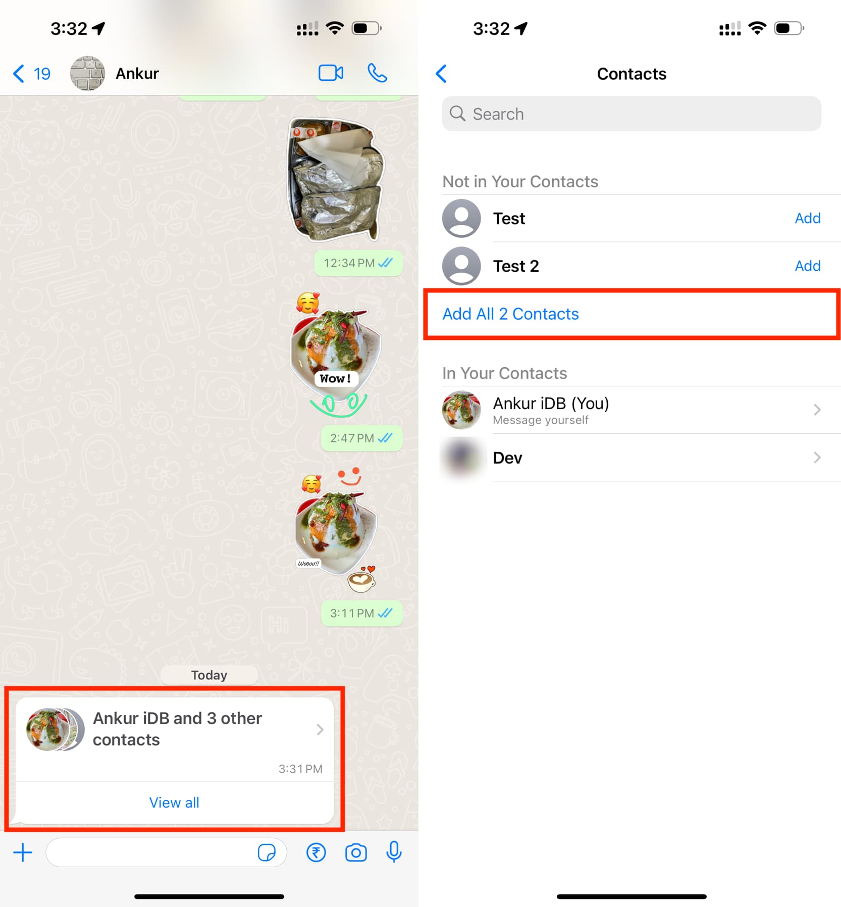 Add contacts to your iPhone that you received on WhatsApp