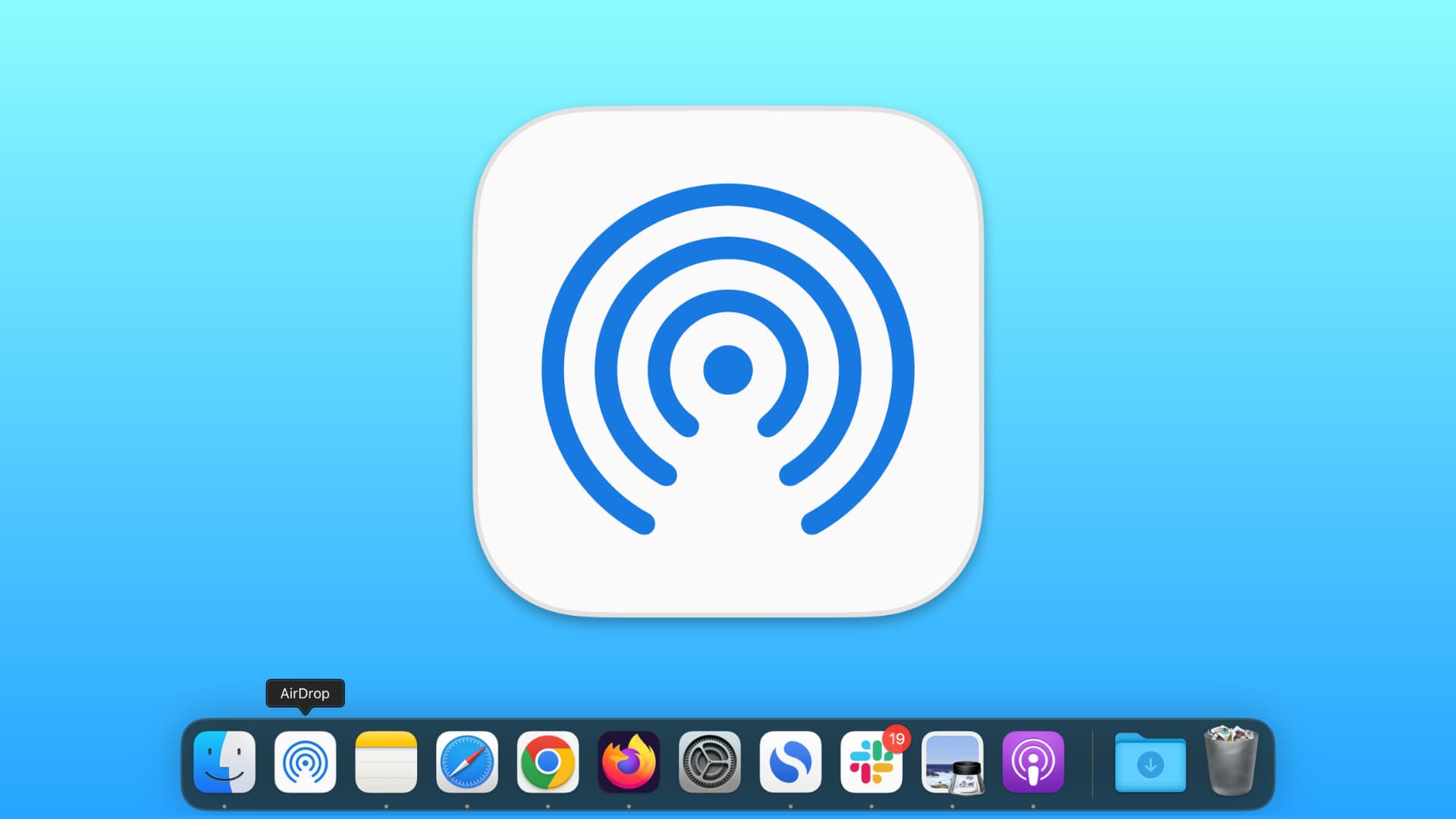 AirDrop icon in Mac Dock