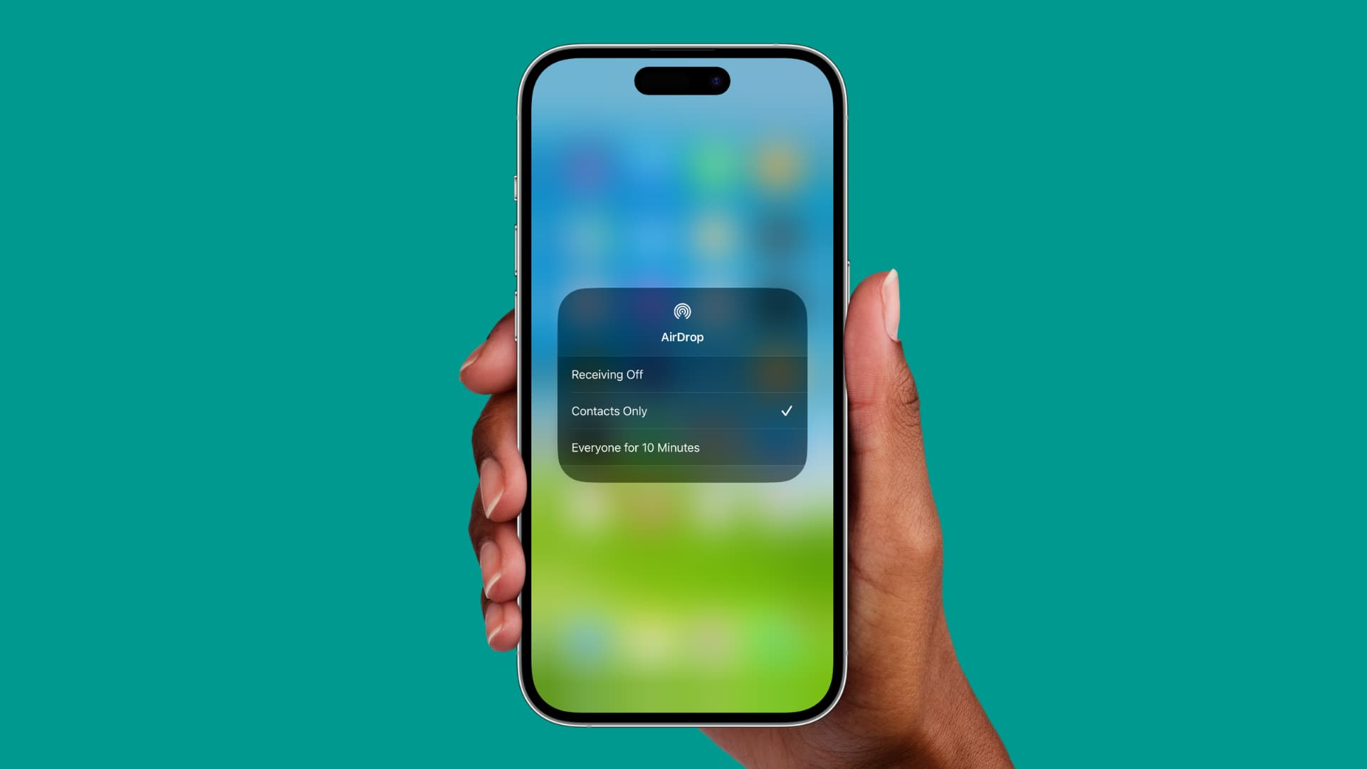AirDrop visibility options in iPhone Control Center