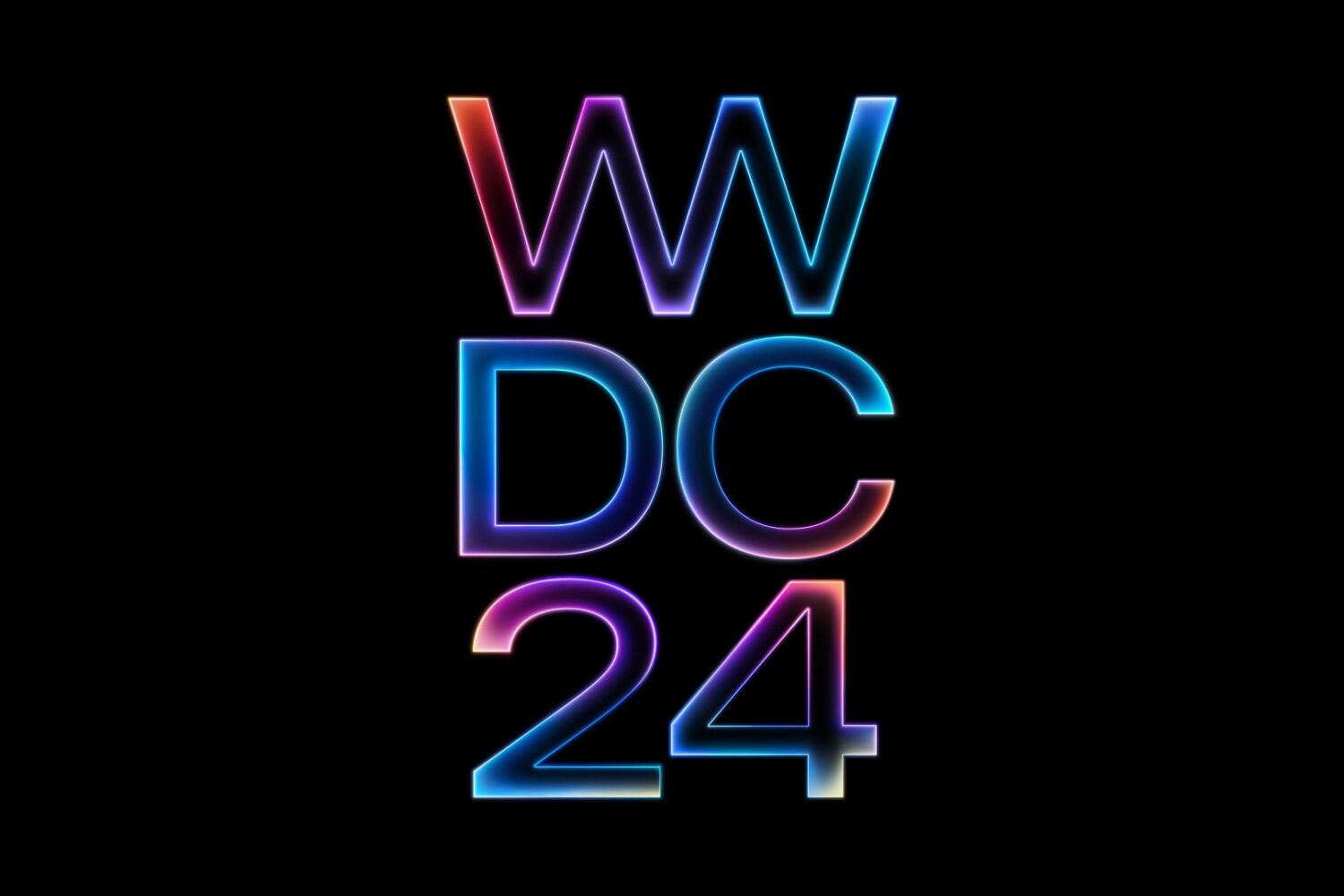 Huge colorful letters "WW" and "DC" in two lines, followed by the number 24, set against a solid black background