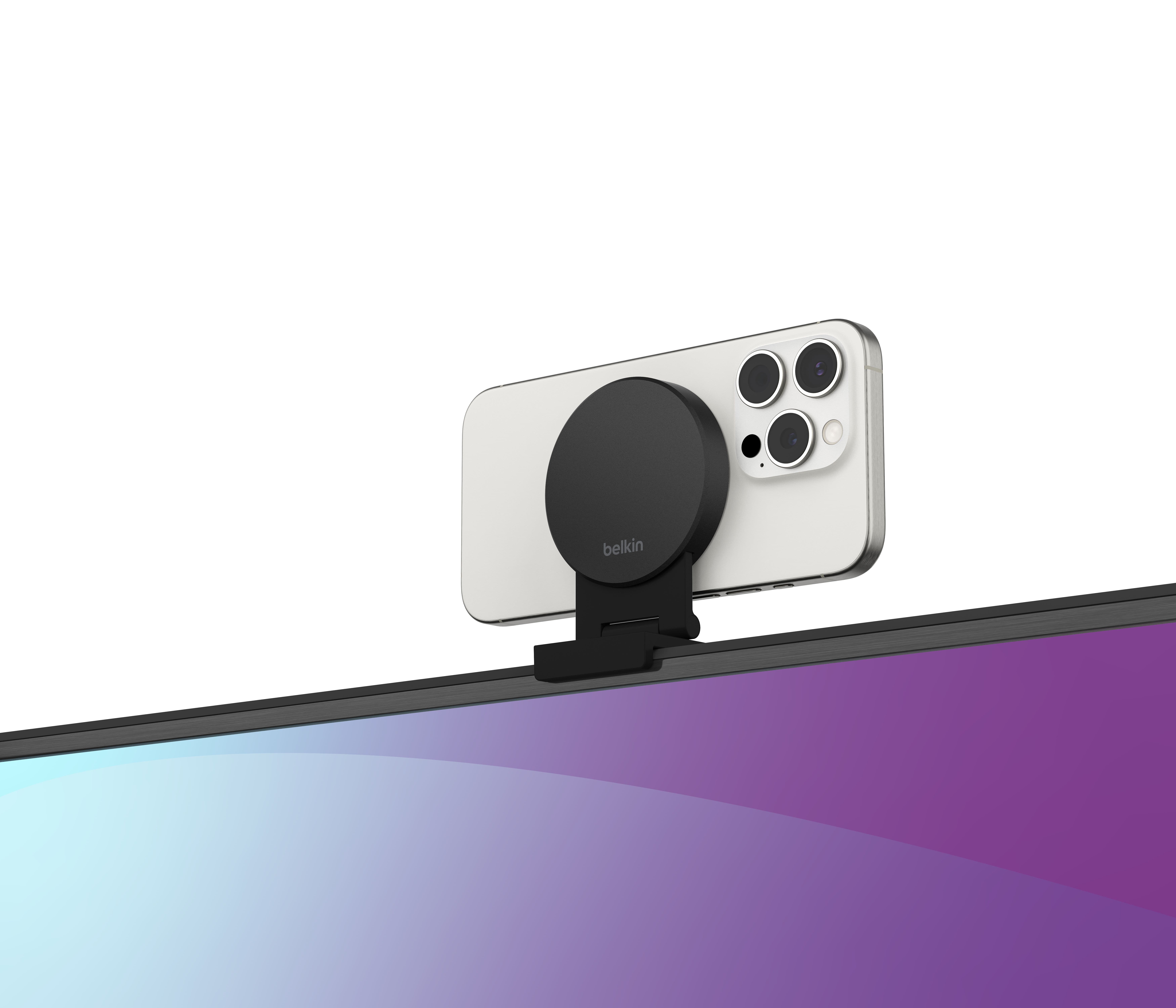 Belkin's new Continuity Camera mount for Apple TV 4K.