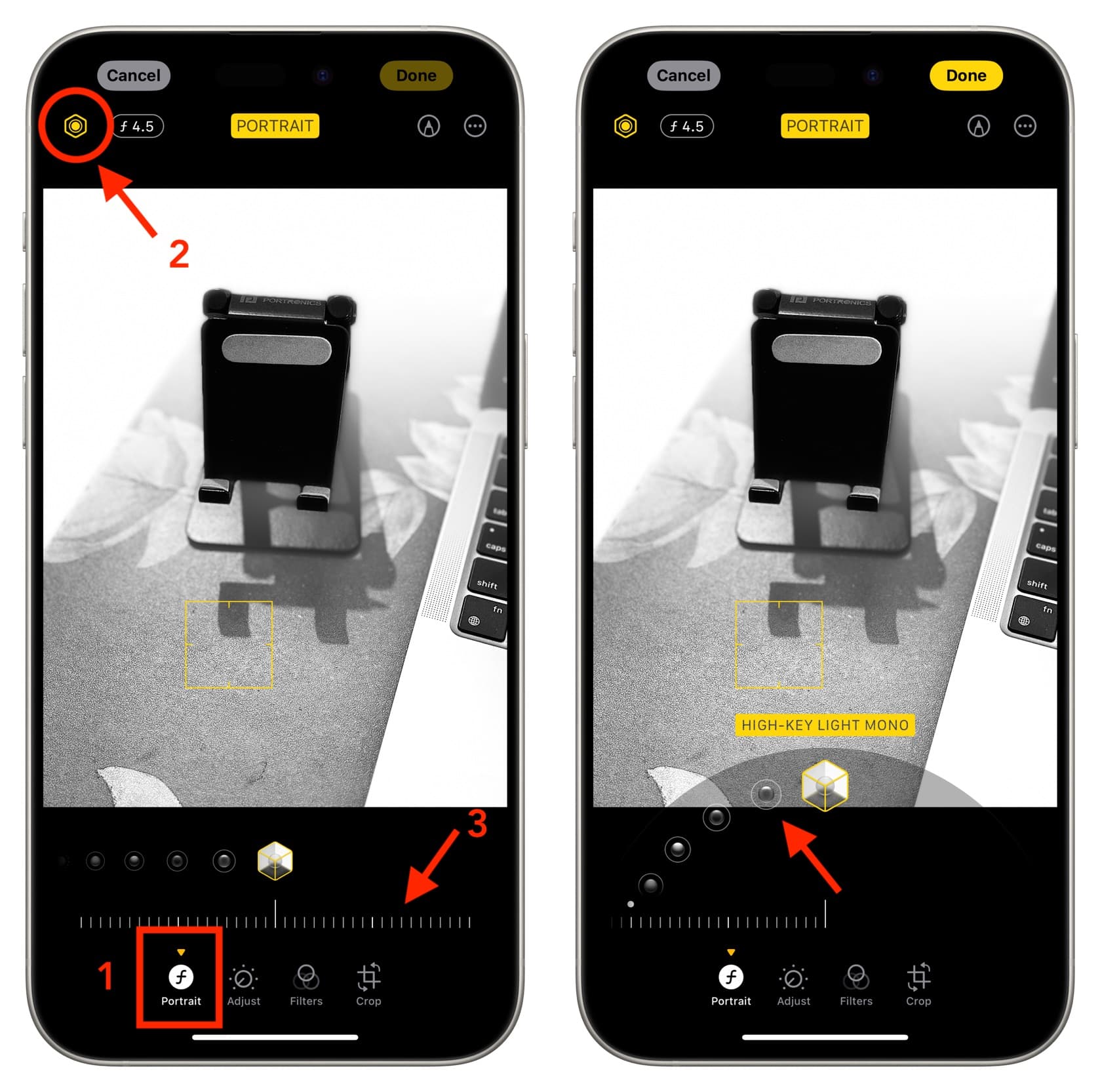 Editing High-Key Light Mono photo on iPhone