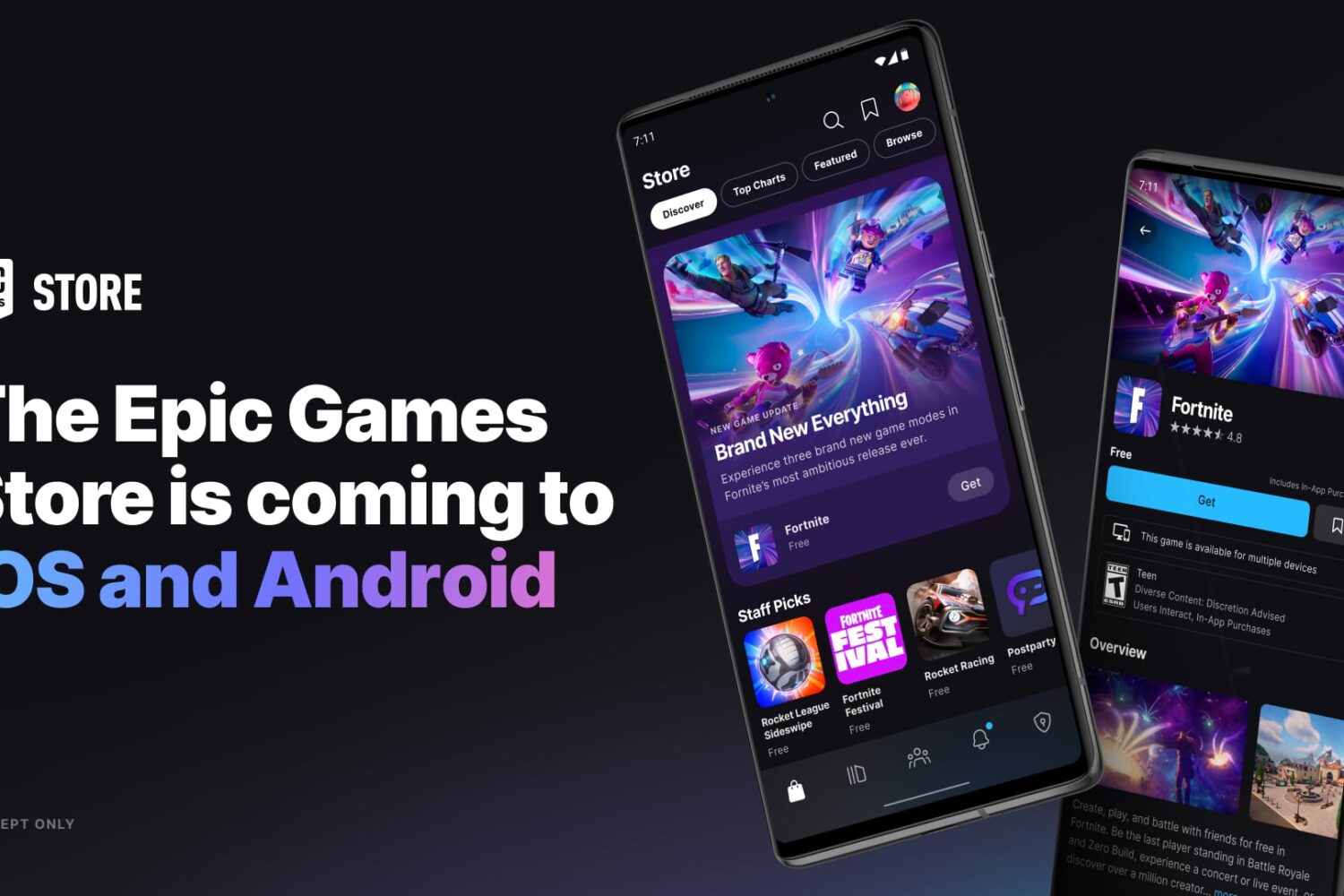 Marketing image promoting Epic Games Store coming to iOS and Android