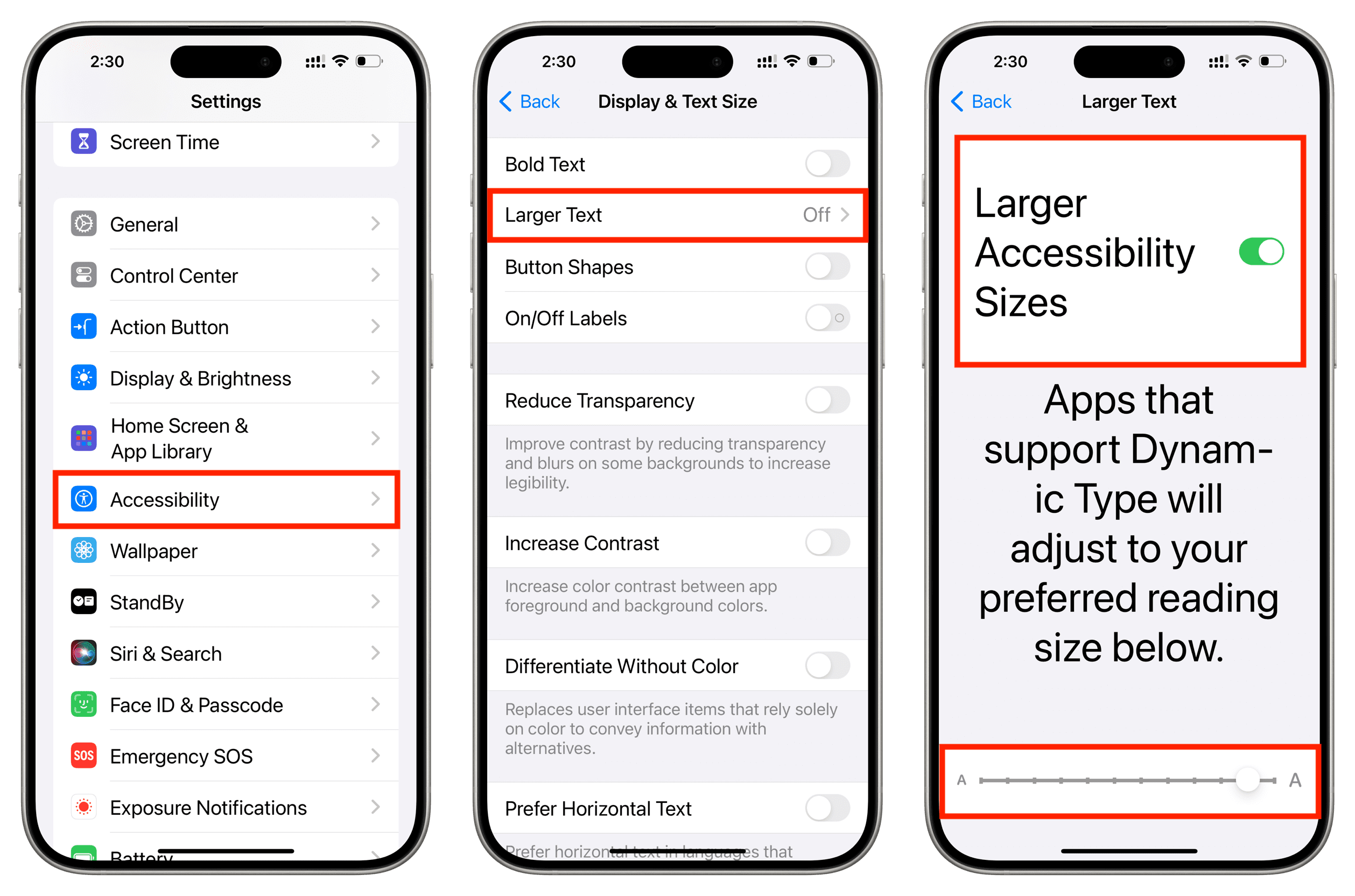 Larger Accessibility Text Sizes on iPhone