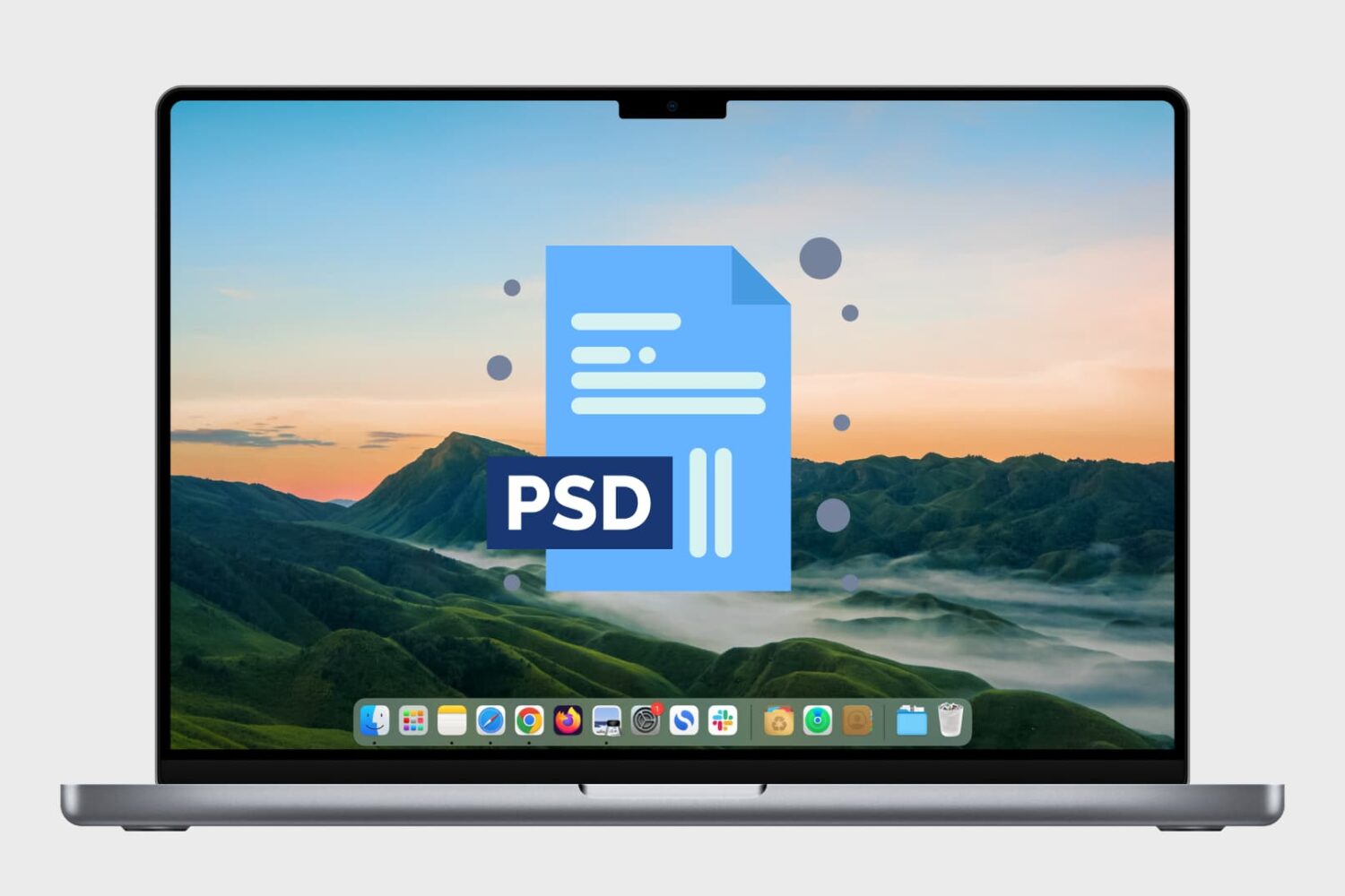 MacBook with PSD icon over its screen