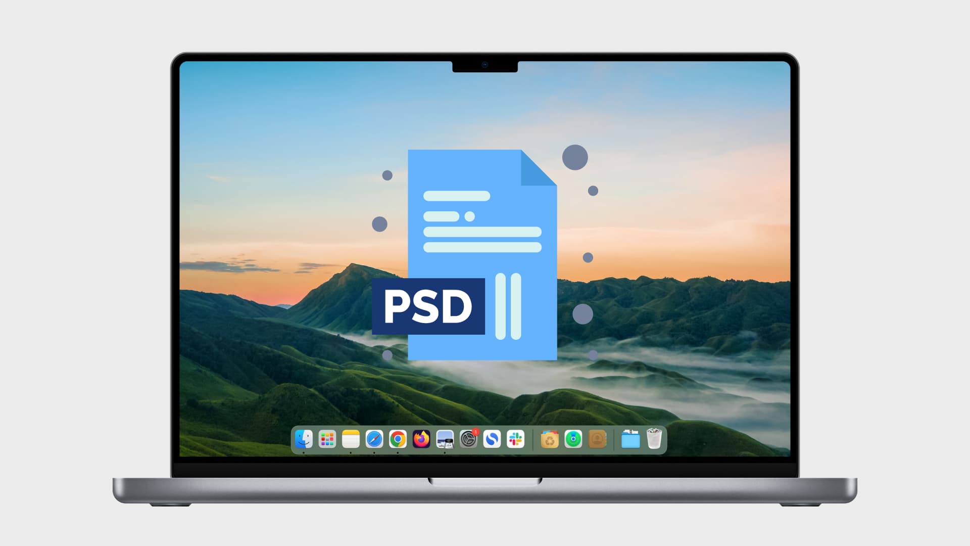 MacBook with PSD icon over its screen