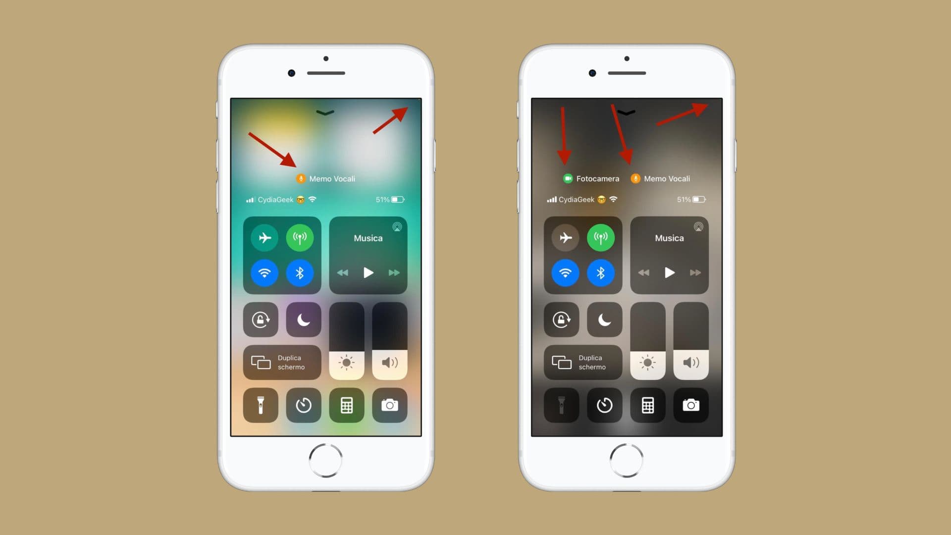 NoColoredDots hides the camera & microphone colored dot indicators on iOS 14 and later
