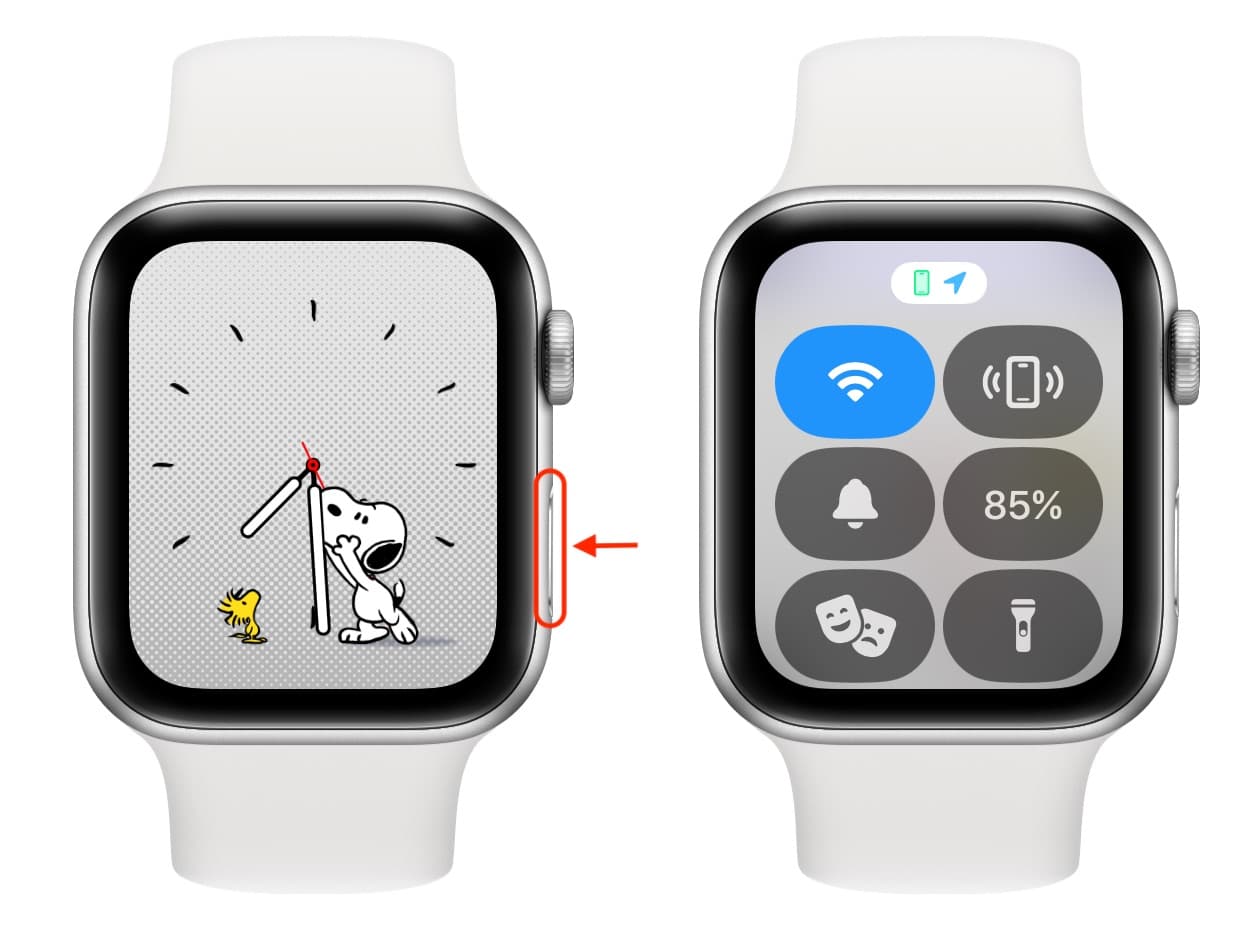 Opening Control Center on Apple Watch