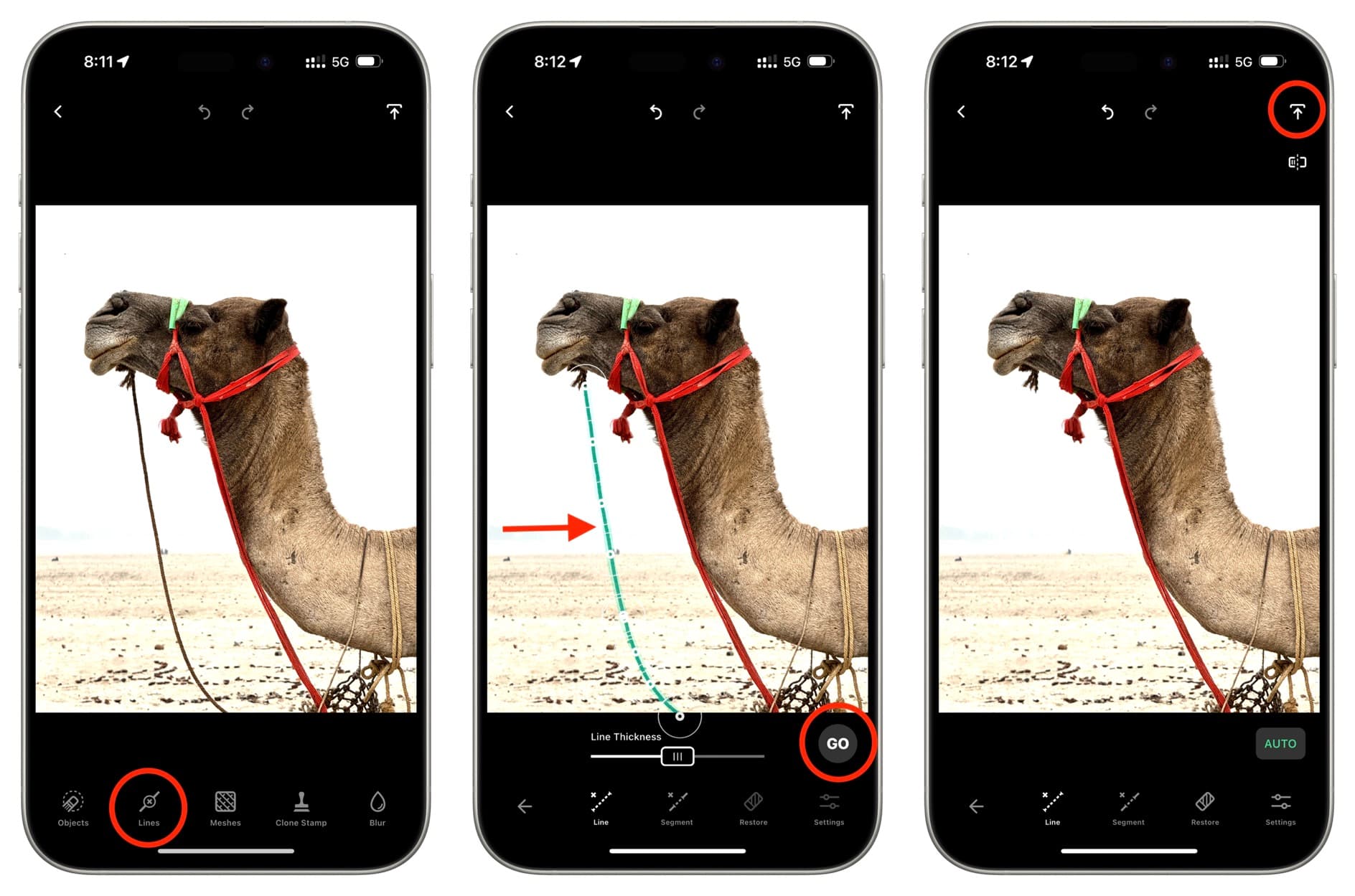 Remove unwanted lines from iPhone photos