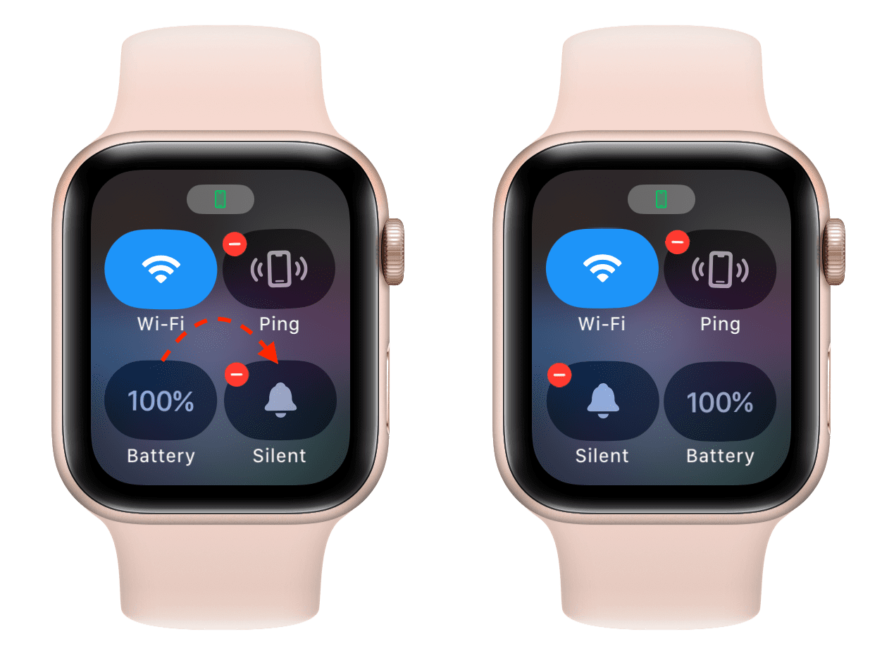 Reorder added controls in Apple Watch Control Center