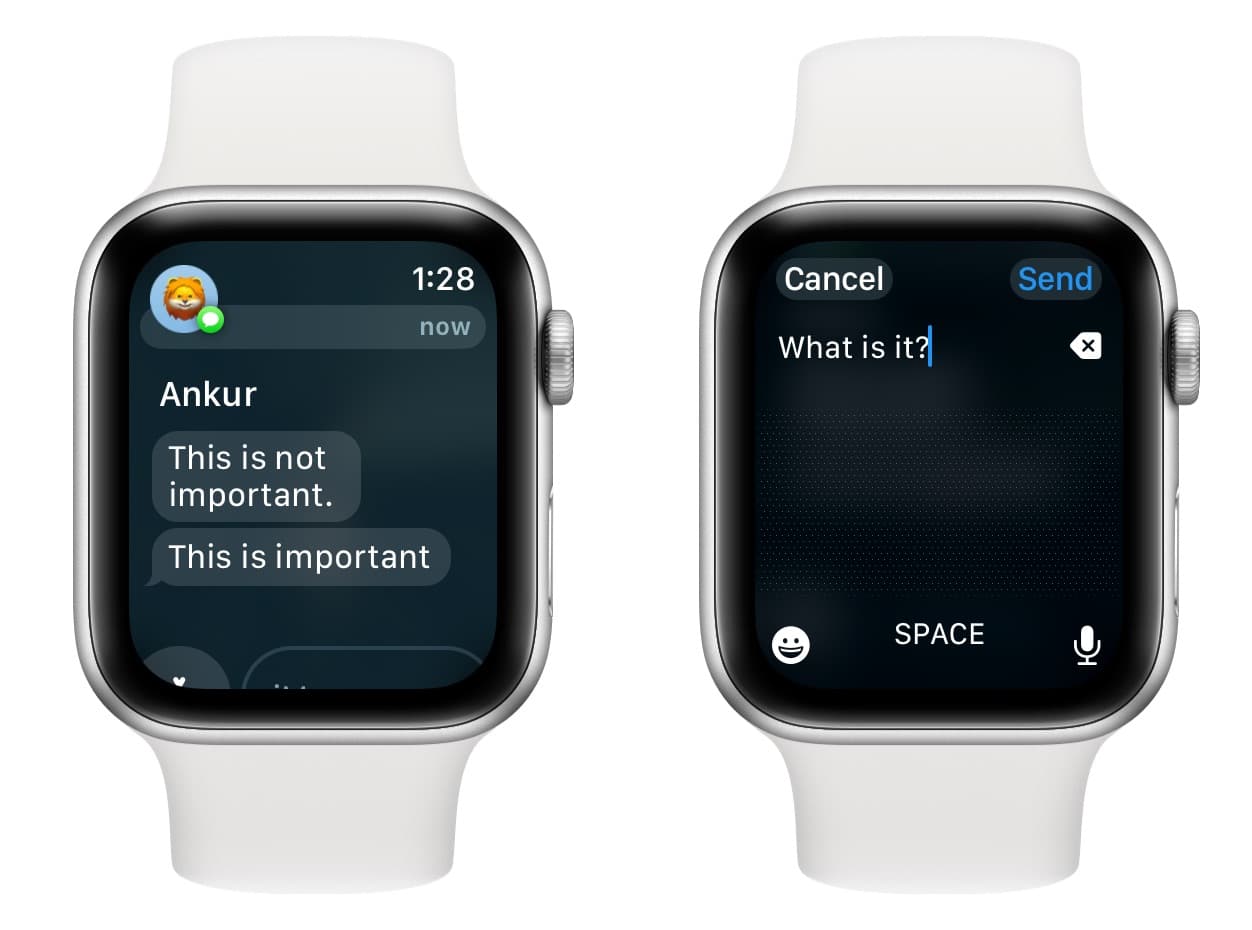 Replying to text message on Apple Watch