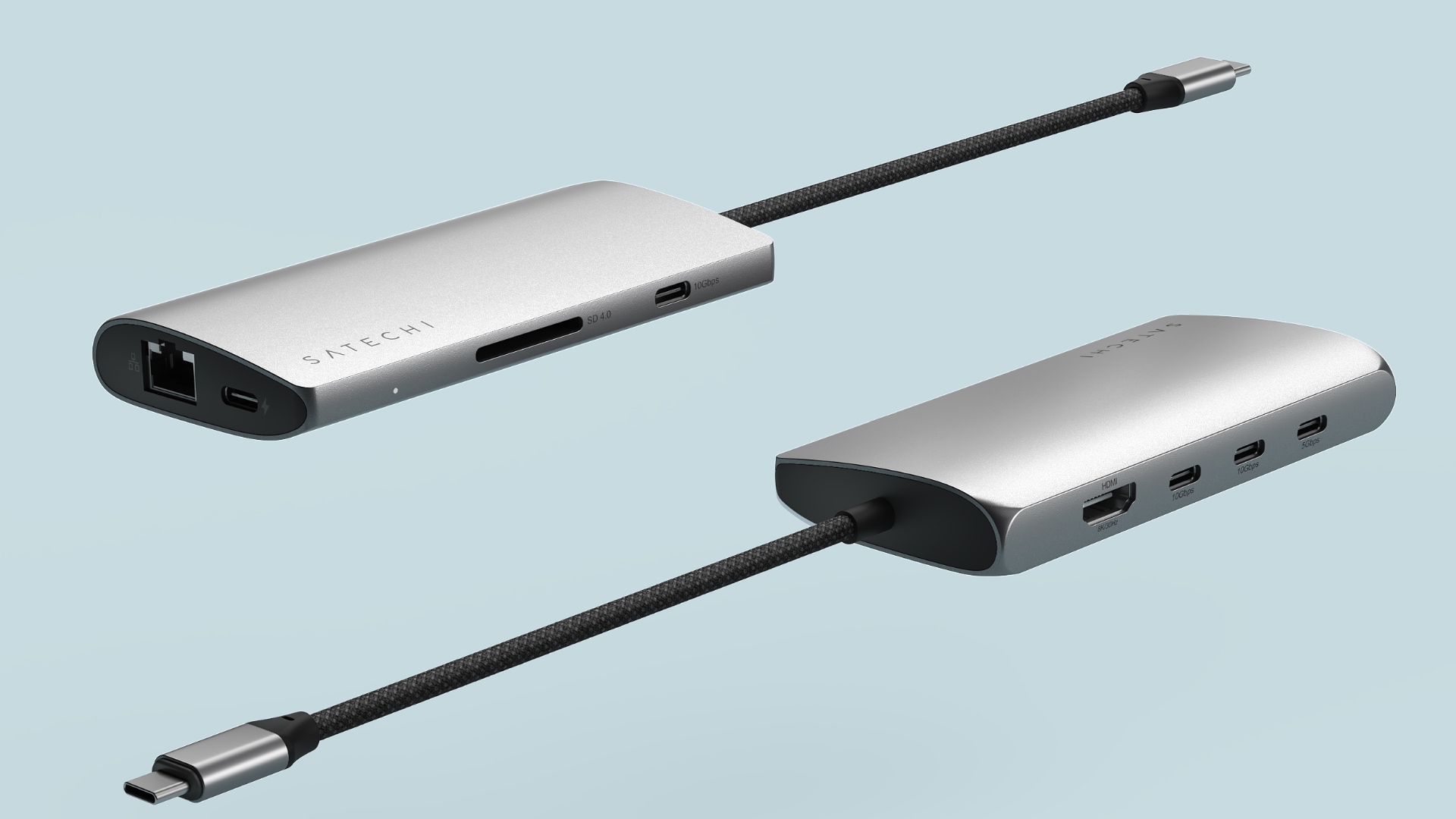 Satechi's USB-C adapters showcasing the front and back ports