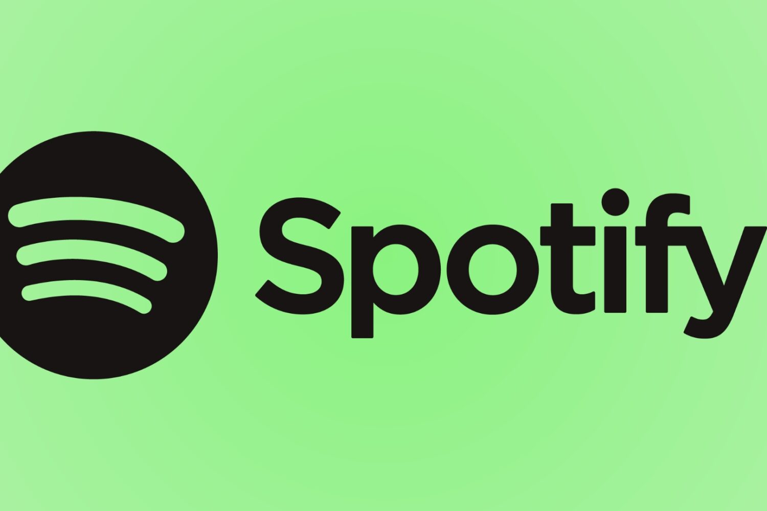 Black Spotify logo and lettering, set against a light green gradient background
