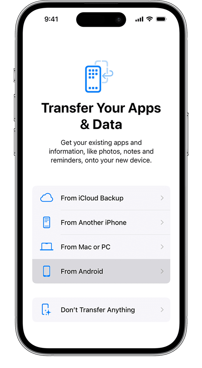 Transfer data from Android to iPhone