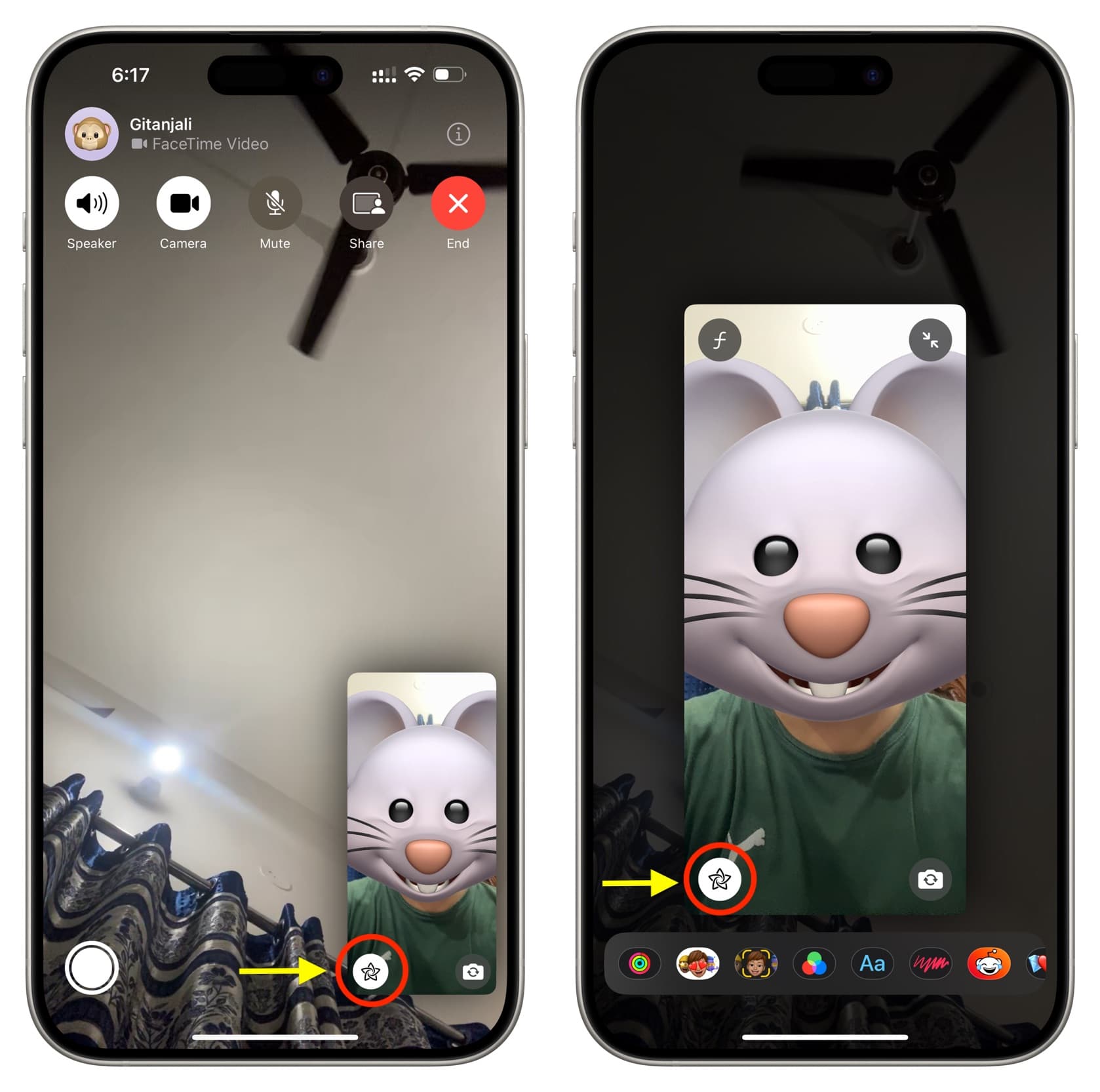 Turn off Memoji effects from FaceTime video call