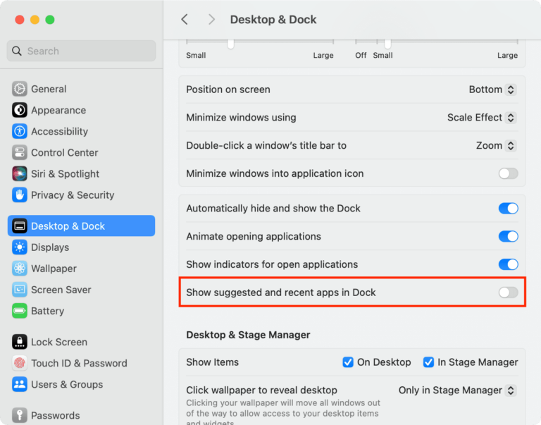 How to hide recent and suggested apps from Mac’s Dock