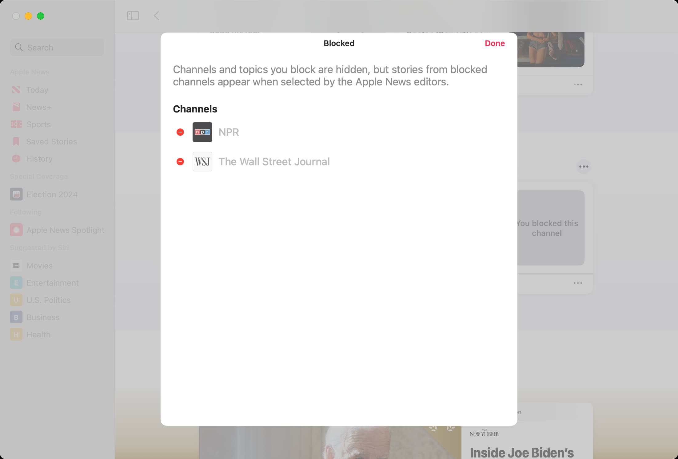Unblock in Mac News app