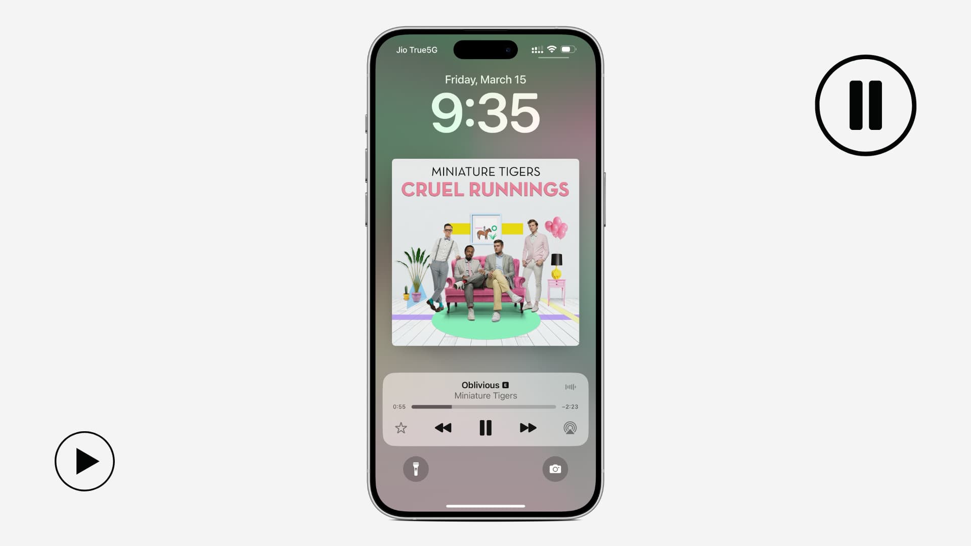 iPhone Lock Screen showing music playback