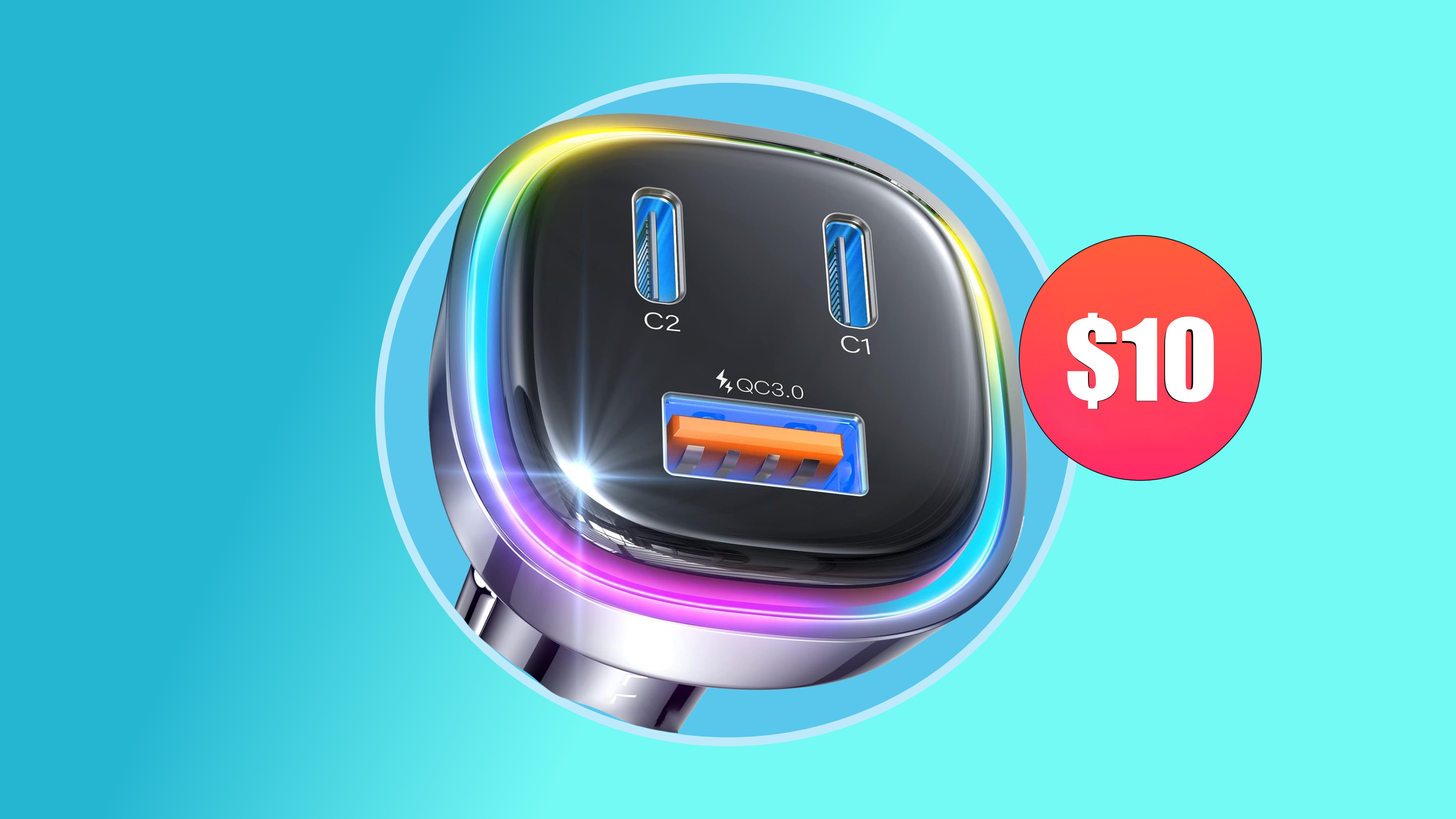 Get this powerful, 3-in-1, robot-faced car charger for just $10