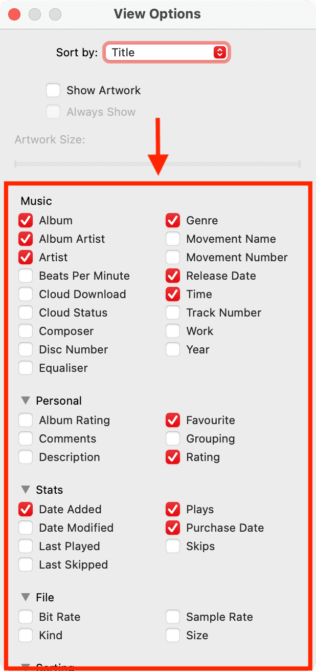 Add columns to Mac Music app