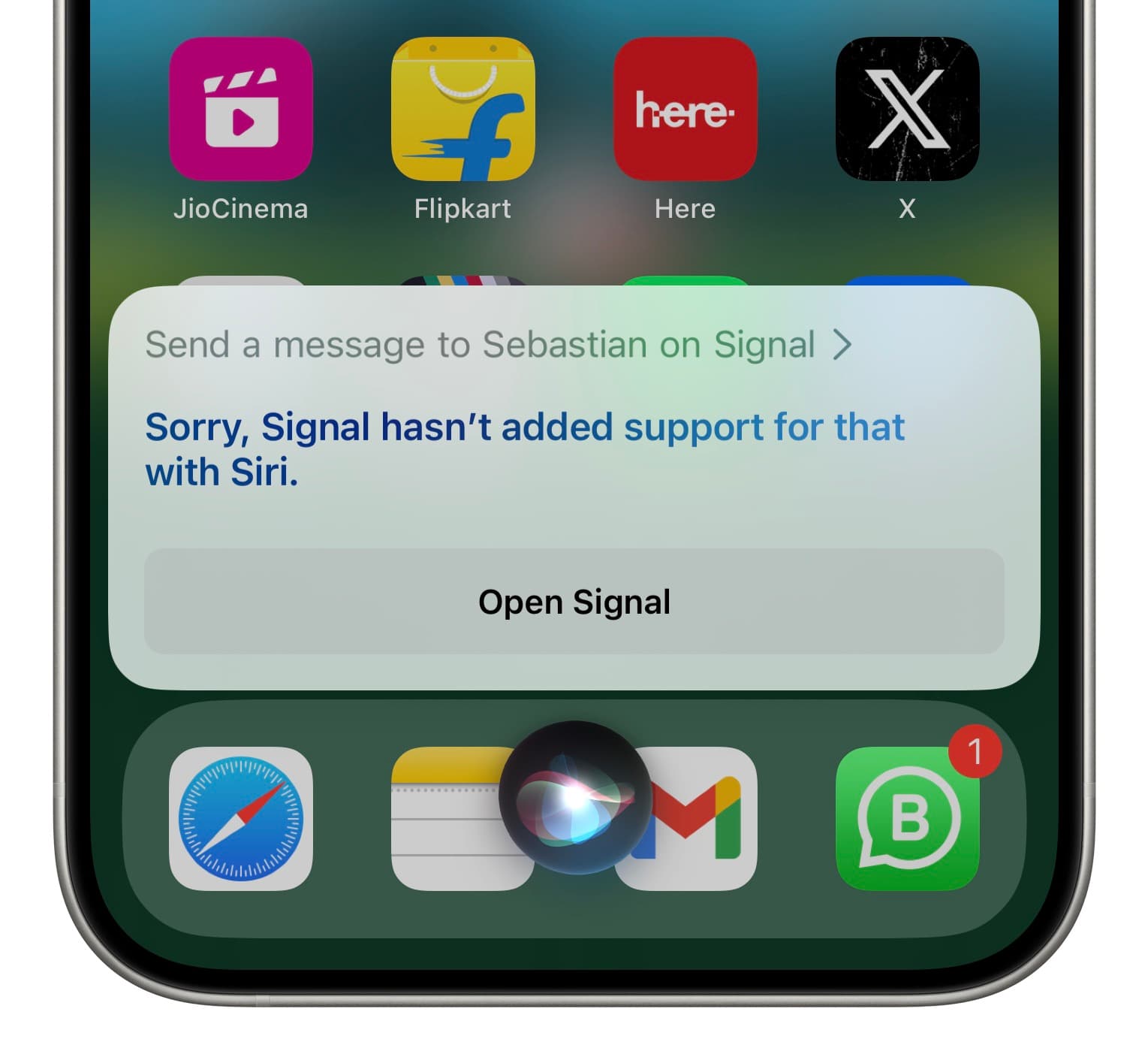 App not added Siri support