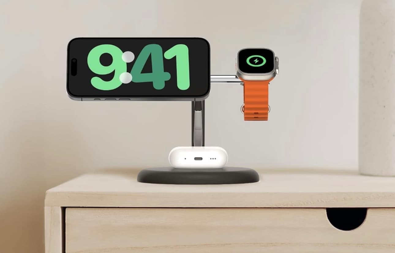 Belkin BoostCharge Pro 3-in-1 Qi2 Charging Stand.