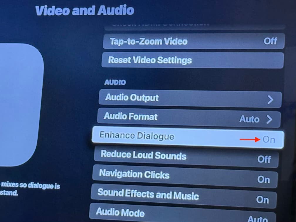 Enhance Dialogue enabled on Apple TV