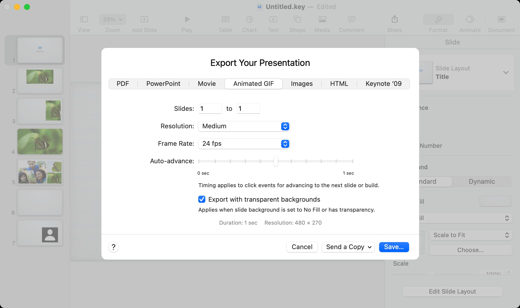 Exporting Keynote presentation as GIF on Mac