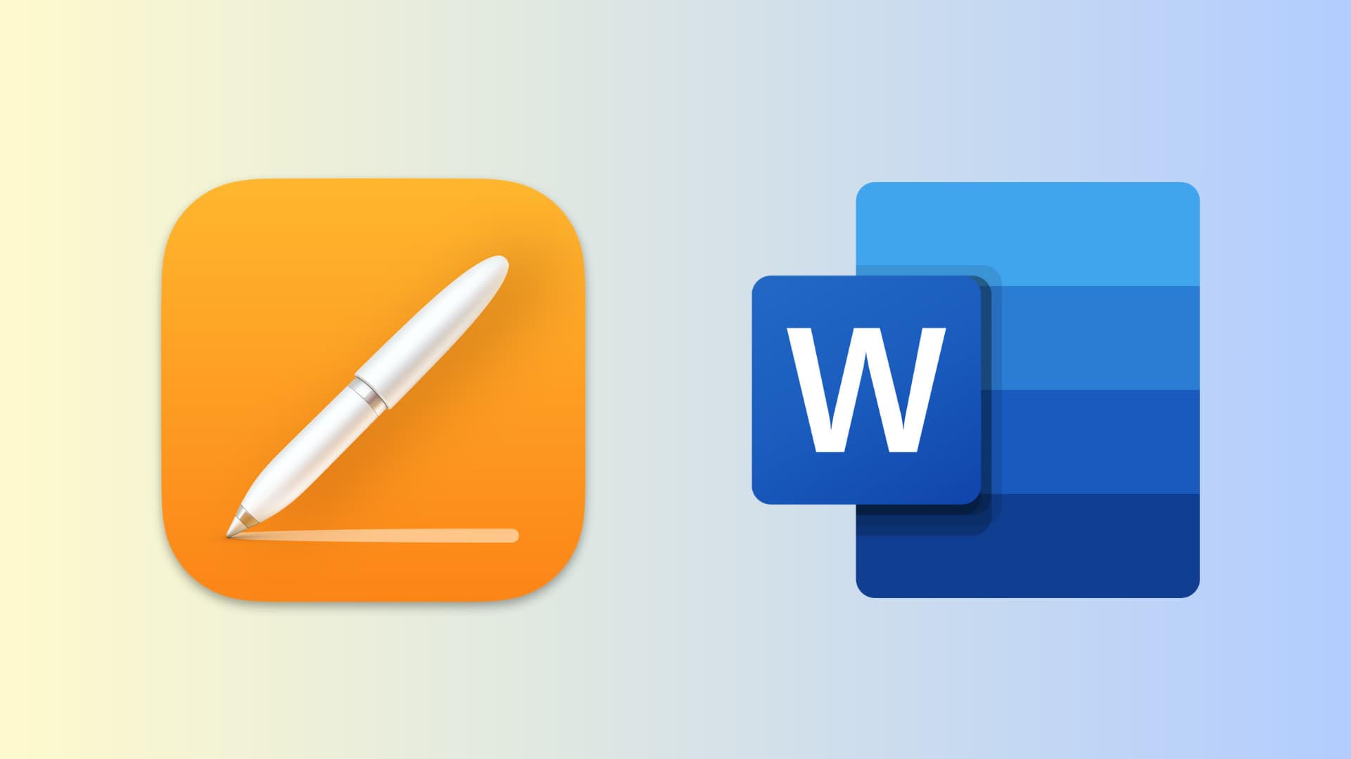 Pages and Word app icons