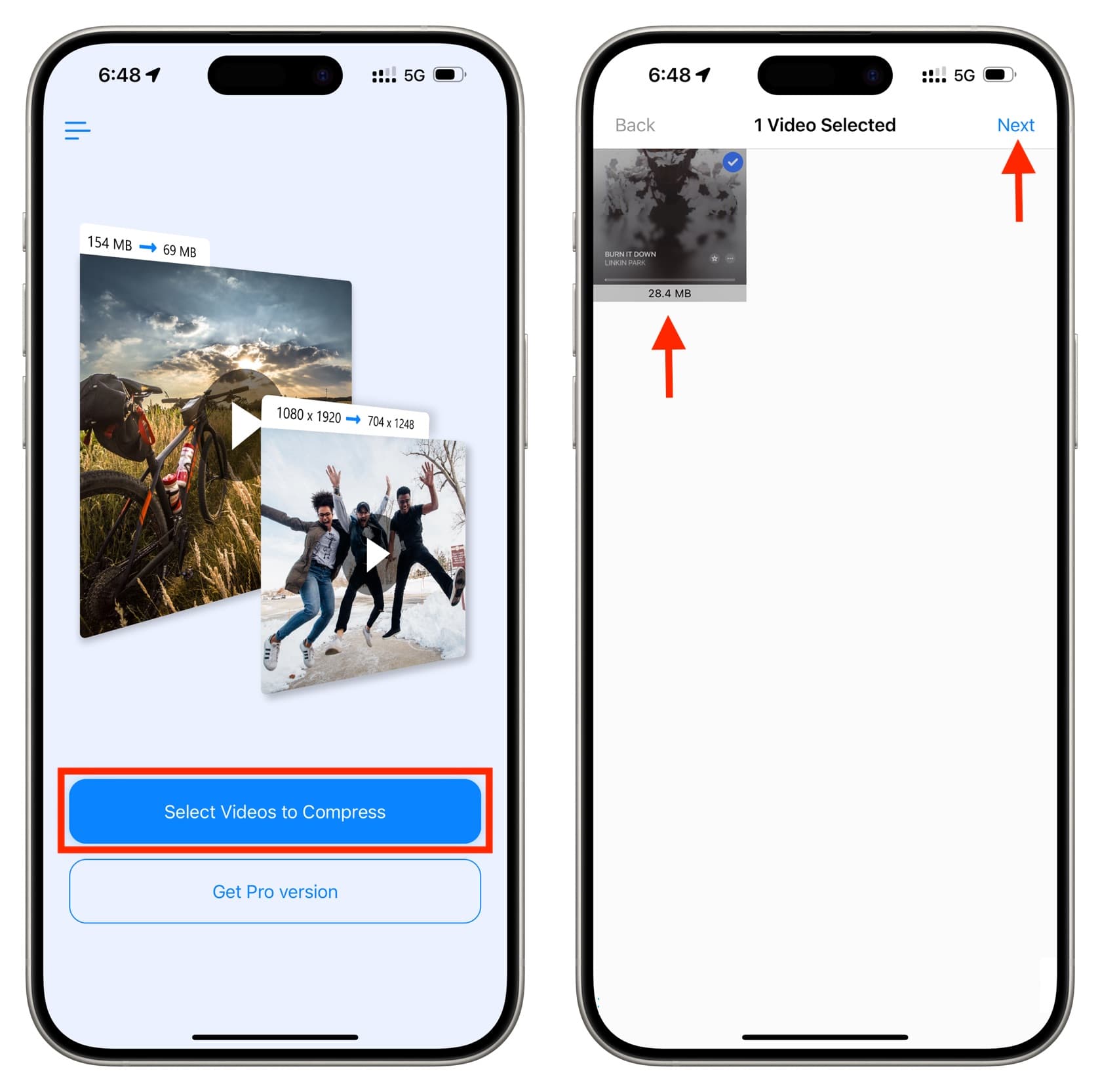 Select Videos to Compress on iPhone