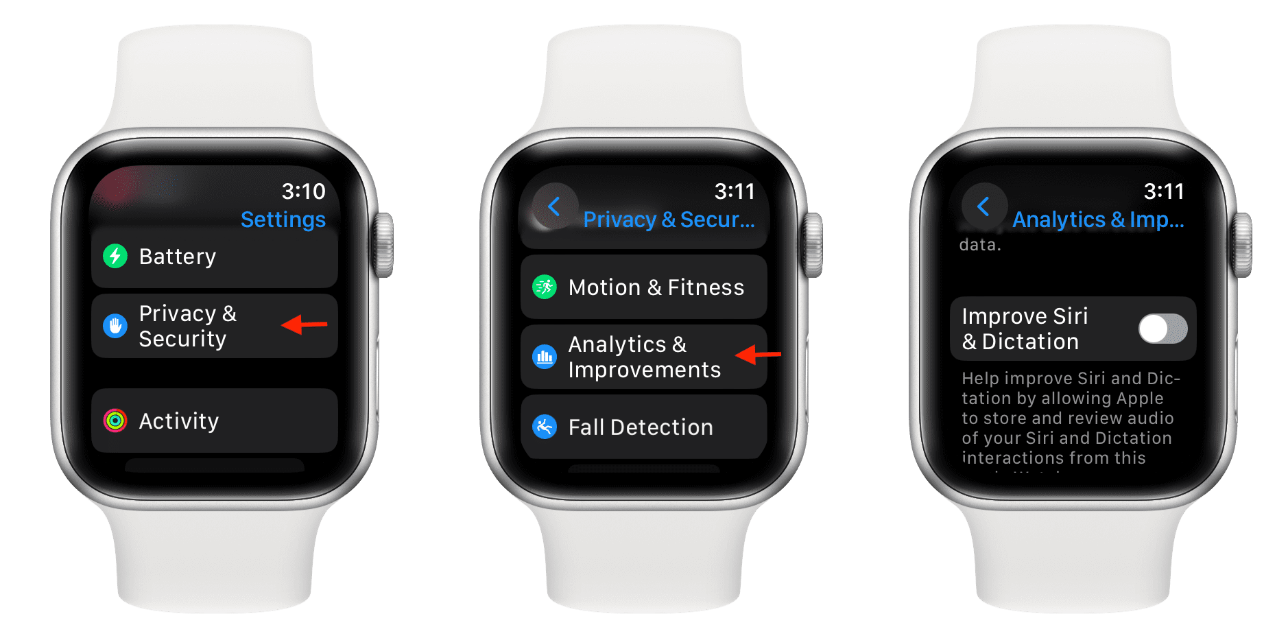 Turn off Improve Siri and Dictation on Apple Watch