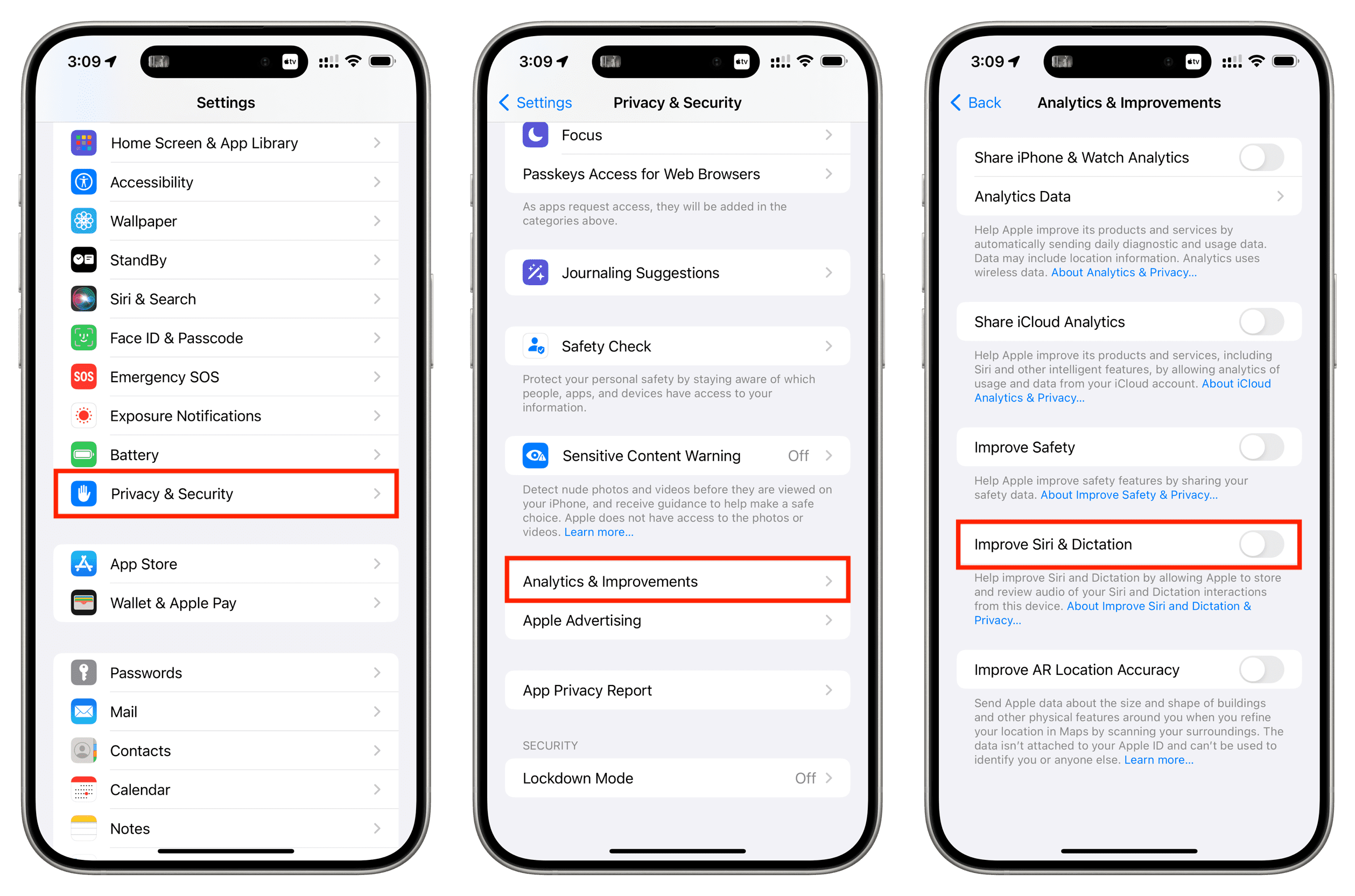 Turn off Improve Siri and Dictation on iPhone