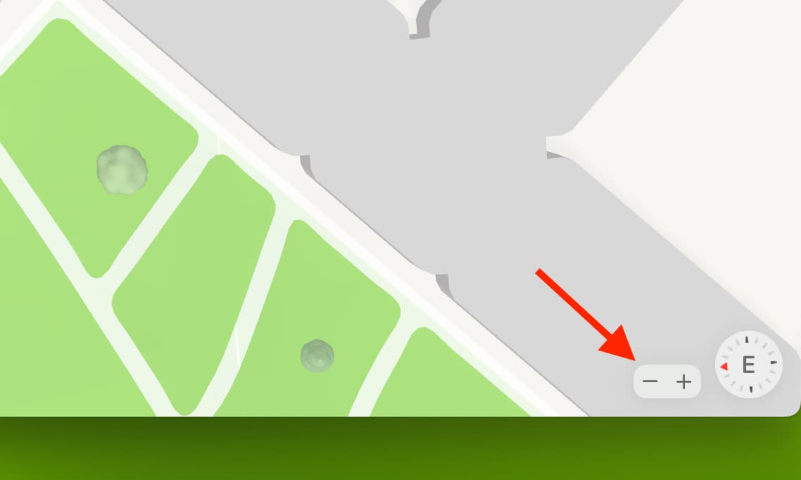 Zoom buttons in Apple Maps on Mac