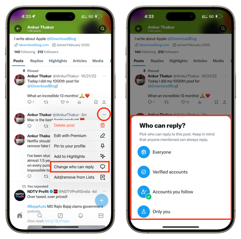 How to limit replies on new or existing posts on X (Twitter)