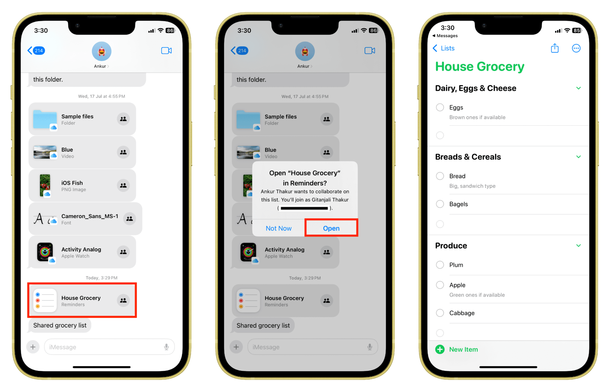 How to create a shared family grocery list on iPhone