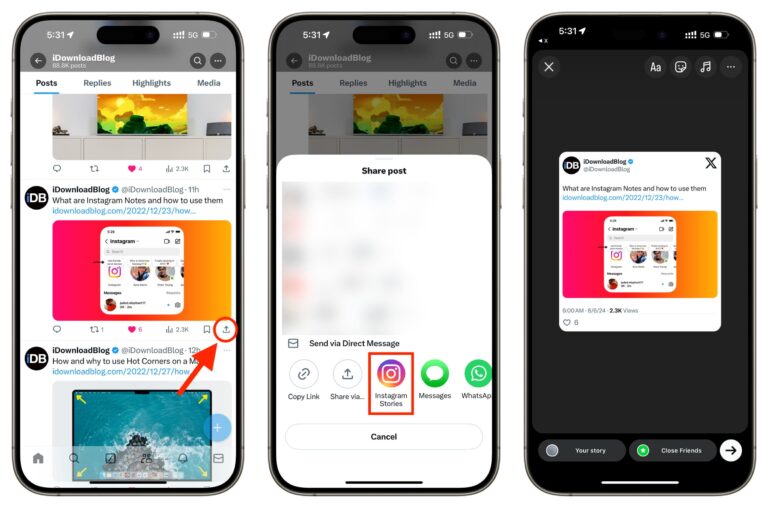 How to share X posts or tweets to Instagram Stories