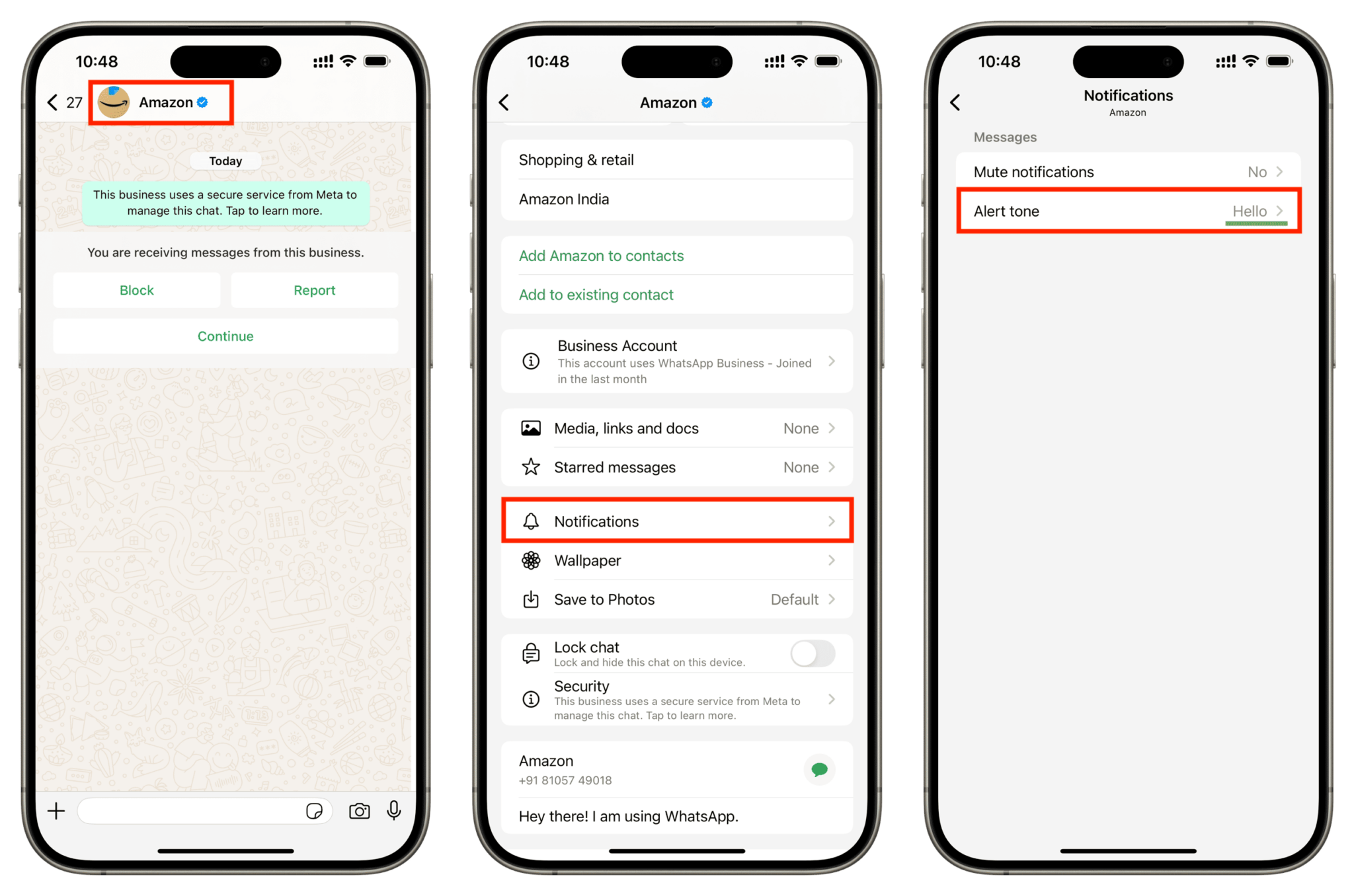 How to set a custom tone for a person or group on WhatsApp