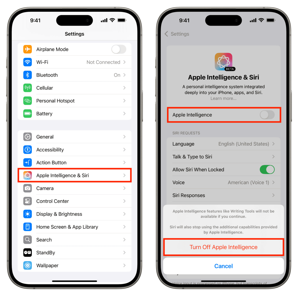 How to turn off all Apple Intelligence features on iPhone