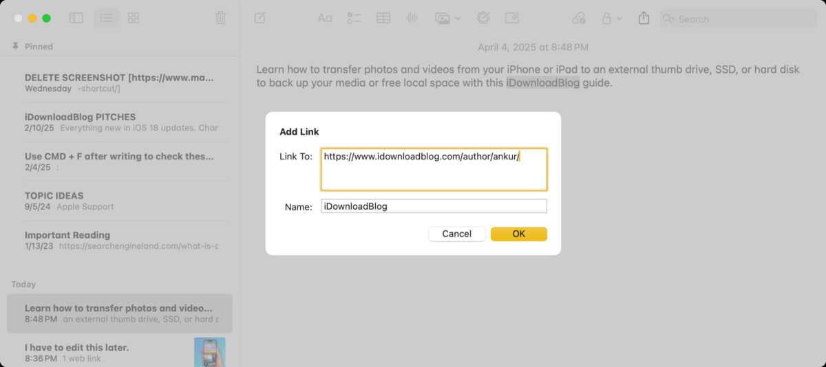 How to add and remove links in Notes on iPhone, iPad, Mac