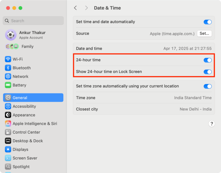 Apple Clock Stering How to show the 24-hour clock on your Apple devices
