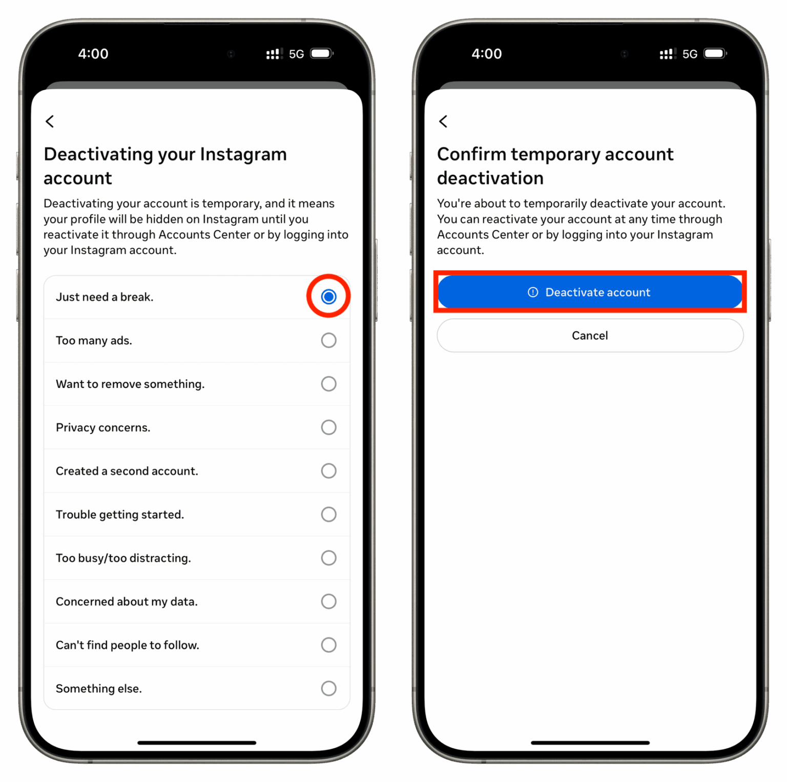 How to deactivate or permanently delete your Instagram account