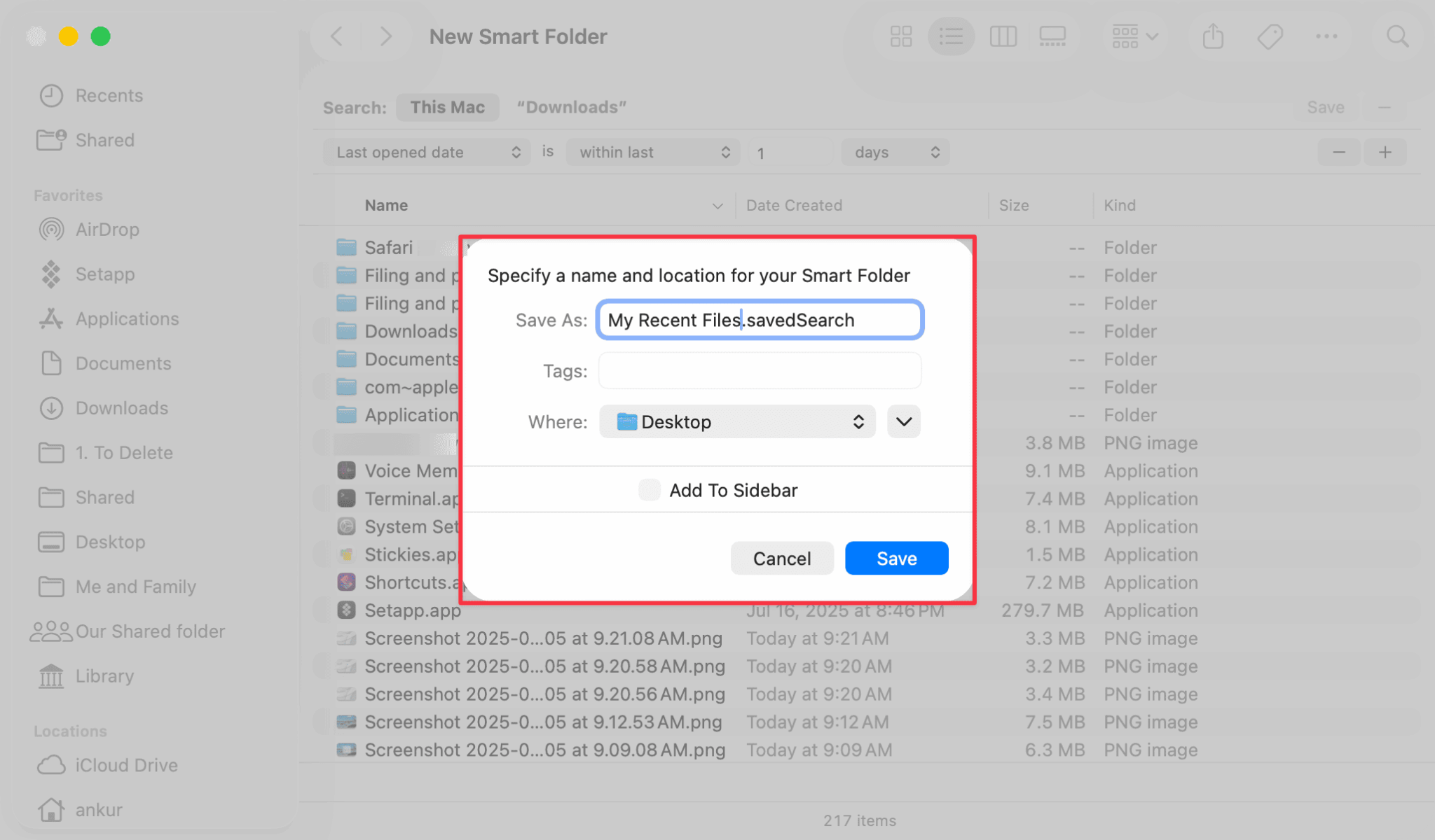 How to add a recently opened files folder to your Dock