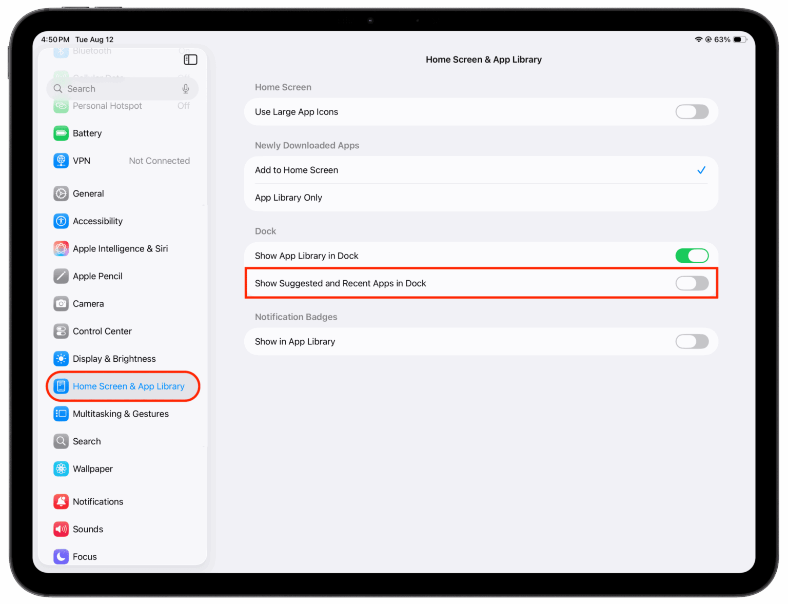 How to hide suggested and recent apps from your iPad Dock