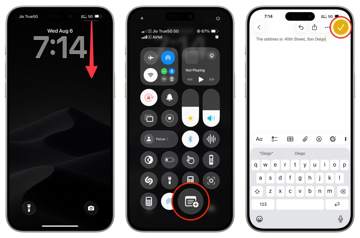 How to access the Notes app from iOS Lock Screen